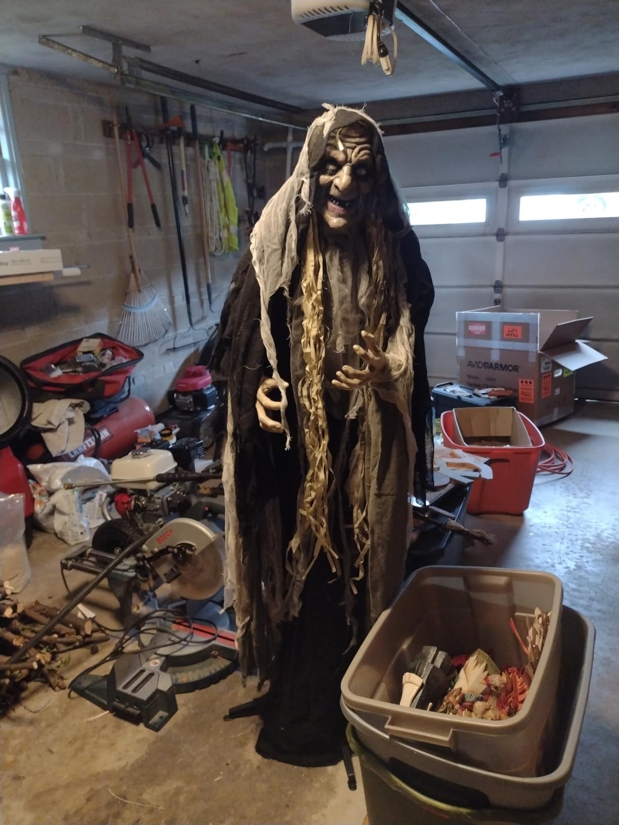 Haunted Hill Farm Life-Size Scary Poseable Talking Witch, Halloween Animatronic with Touch Activated Lights and Sound, Battery Operated Indoor or Covered Outdoor Halloween Decorations, Halloween Prop customer photo 2