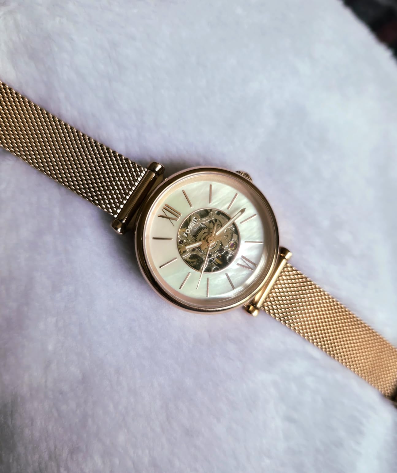 Fossil Women's Carlie Automatic Stainless Steel Mesh Three-Hand Watch customer photo 1