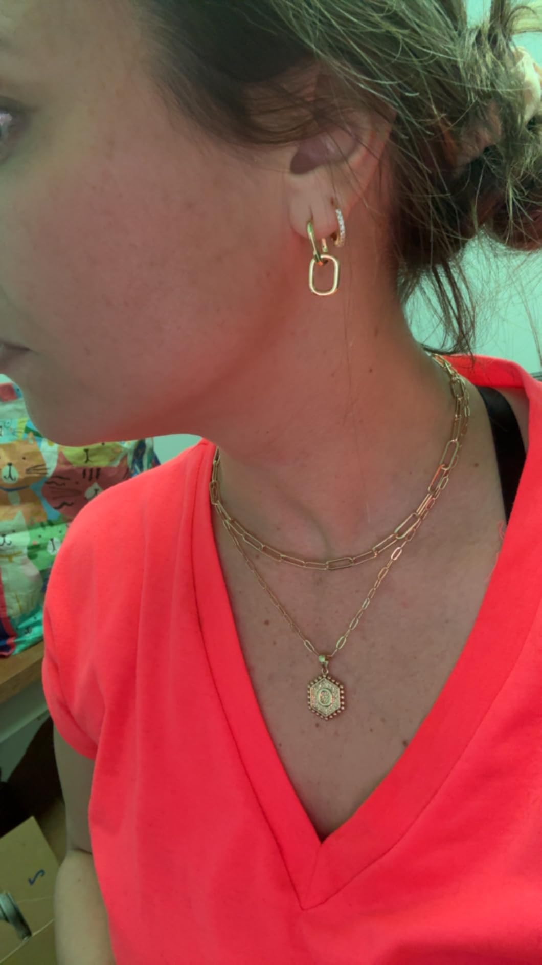 M MOOHAM Dainty Initial Necklaces for Women, 14K-Gold-Plated Layering Necklace for Women Cute Hexagon Letter Initial Necklace Layered Necklaces for Womens Teen Girl Gifts customer photo 1