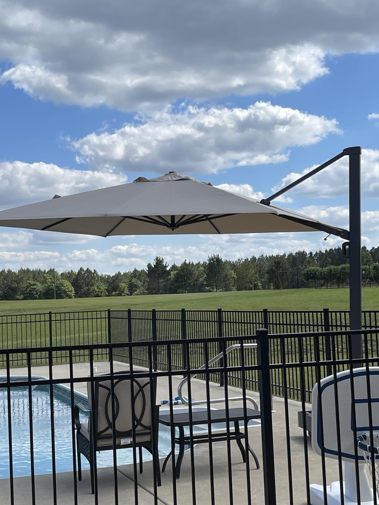 PURPLE LEAF Cantilever Umbrella 10' X 13' Heavy Duty Patio Umbrella Grey customer photo 2