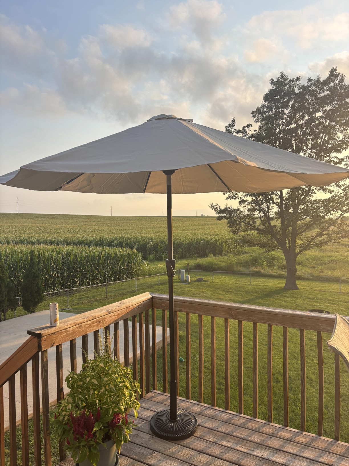 Tempera Patio Market Outdoor Table Umbrella with Push Button Tilt and Crank, Large Sun Umbrella with Sturdy Pole & Fade Resistant Canopy customer photo 2