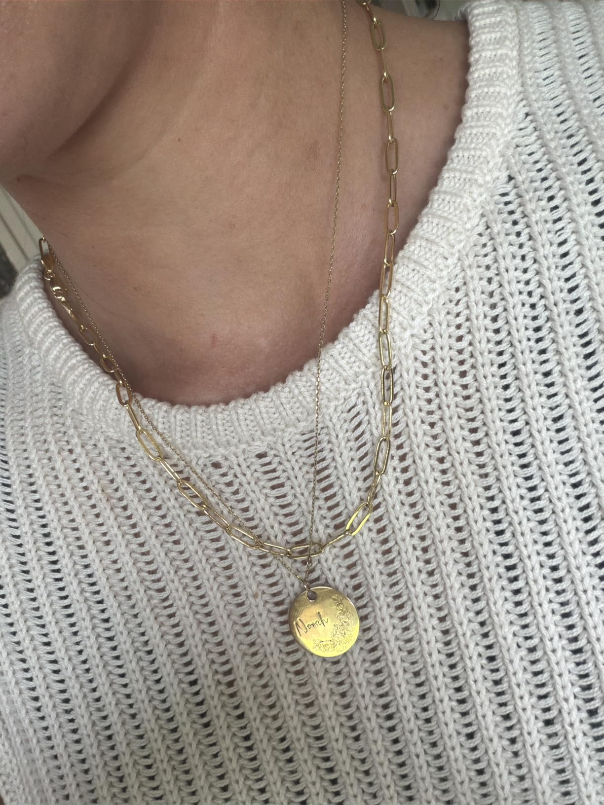 PAVOI Chain Necklace for Women, 14K Gold Plated Adjustable Layering Chain customer photo 2
