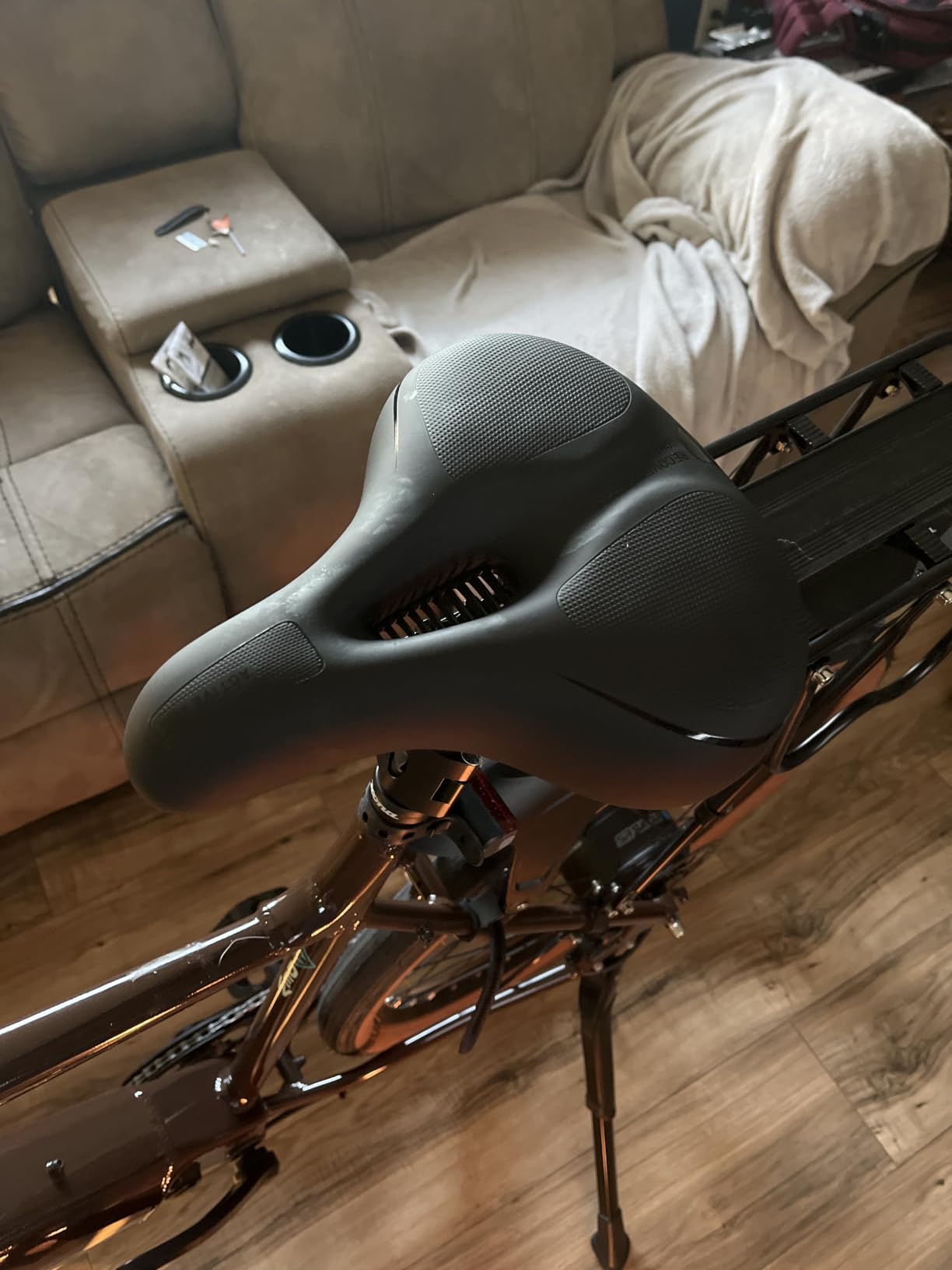 ROCKBROS Bike Seat Cushion Soft Wide Bicycle Seat for Peloton, Road | Waterproof Exercise Ergonomic Bike Saddle for Men Women Dual Shock Absorbing Ball Memory Foam Handle for Easy Transport customer photo 2