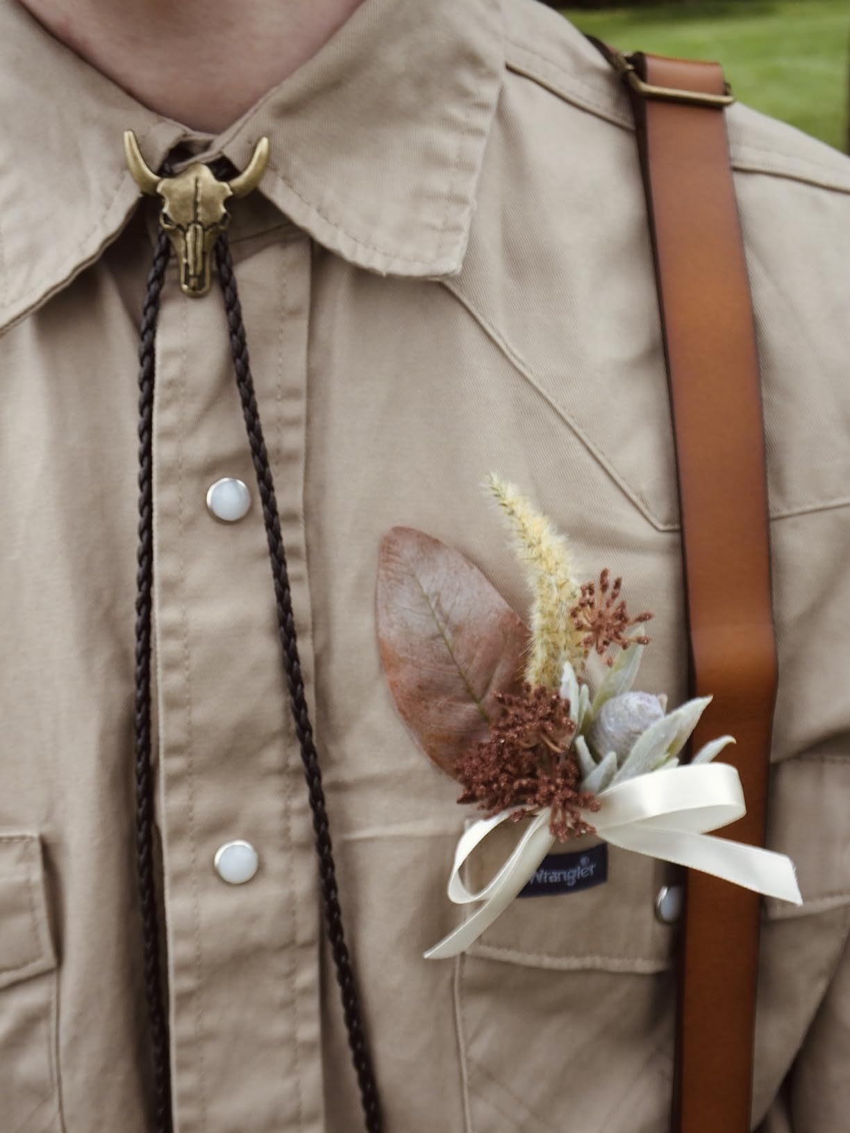 Genuine Leather Suspenders for Men Y Back Metal Clips Wedding Gift customer photo 1