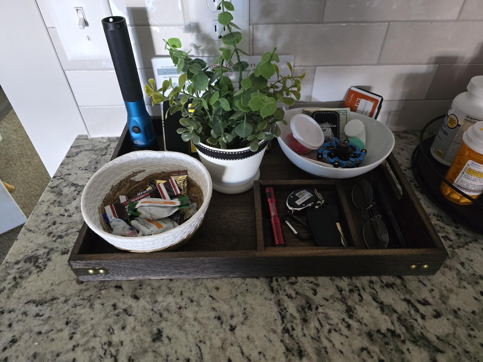 Yangbaga Rustic Wooden Serving Trays with Handle - Set of 7 Rectangular Platters for Entertaining, Breakfast, Coffee Table, Home Decor customer photo 1
