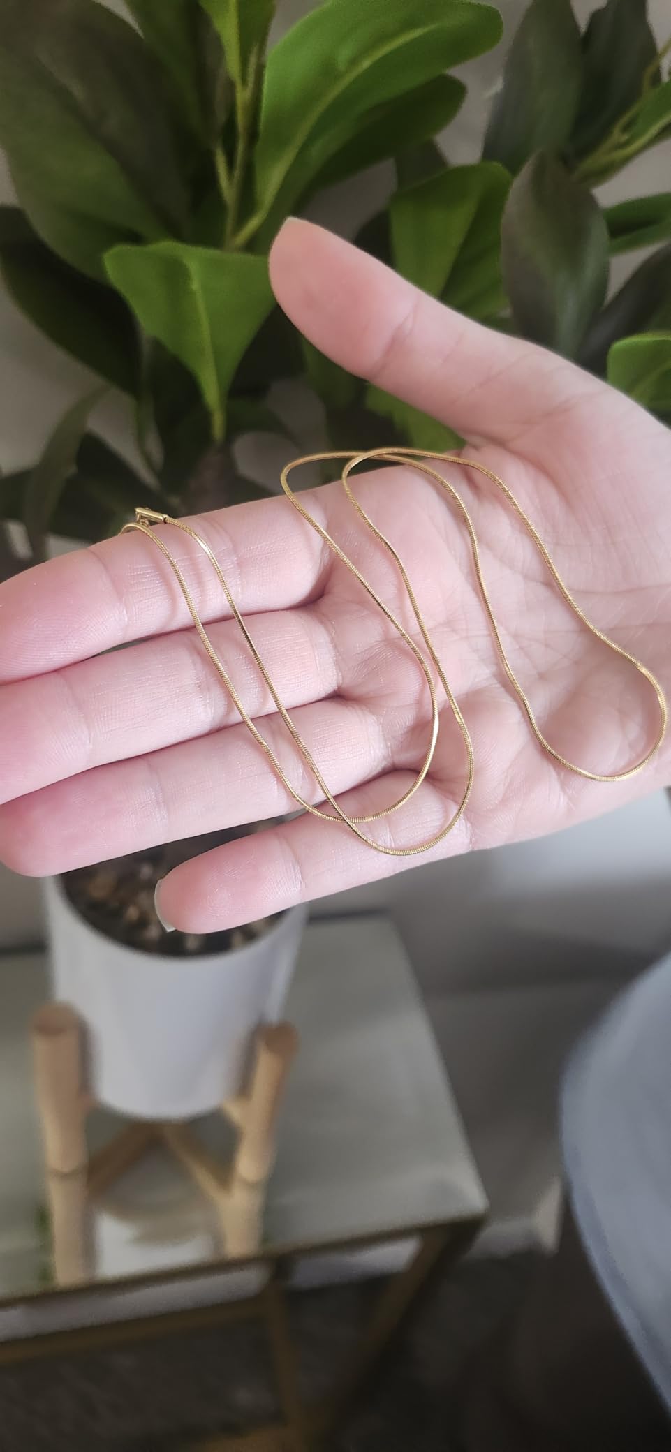 KISPER Gold Snake Chain Necklace for Women 24K Plated Stainless Steel Thin customer photo 2