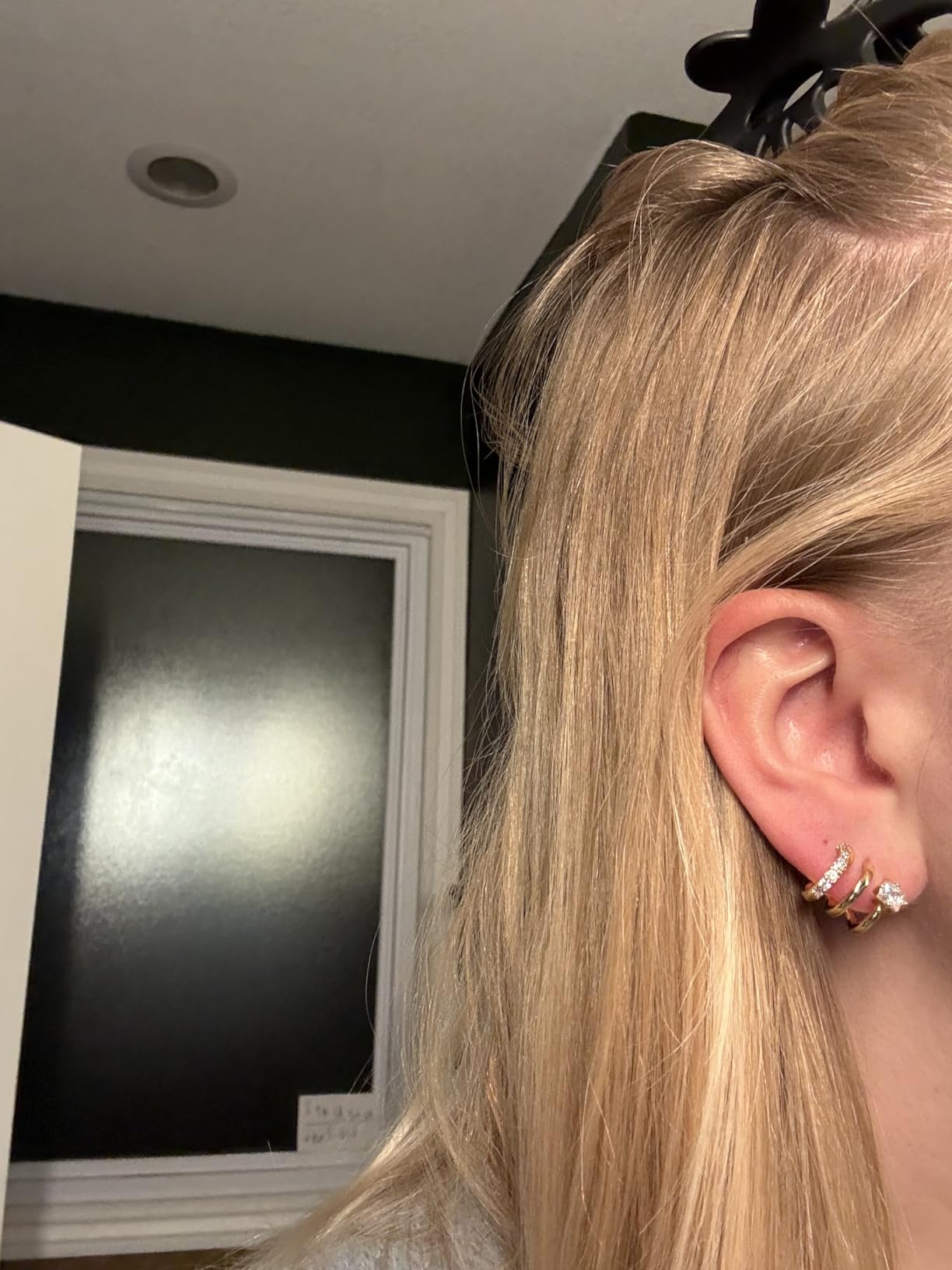 Obidos 14K Gold Plated Illusion Stud Earrings for Women | Triple Huggie Hoop Earrings for One Hole| Trendy Simple Hypoallergenic Fashion Accessories Gold Jewelry Gifts for Womens customer photo 1