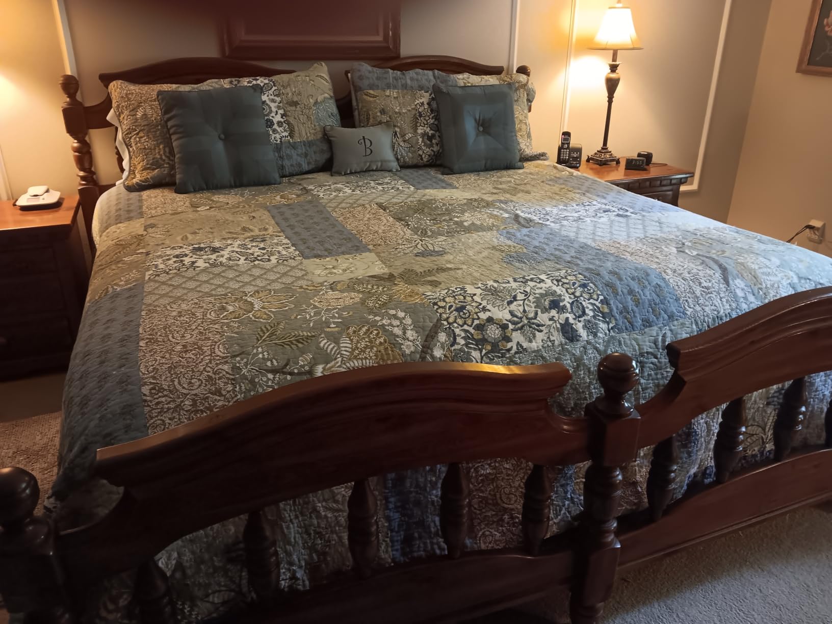 Secgo King Size Comforter Set- 100% Cotton Quilt King Size Set, Green, Sage bedspreads (96 * 108 Inch) with 2 Pillow Shams, Patchwork Reversible Lightweight Bedding customer photo 2