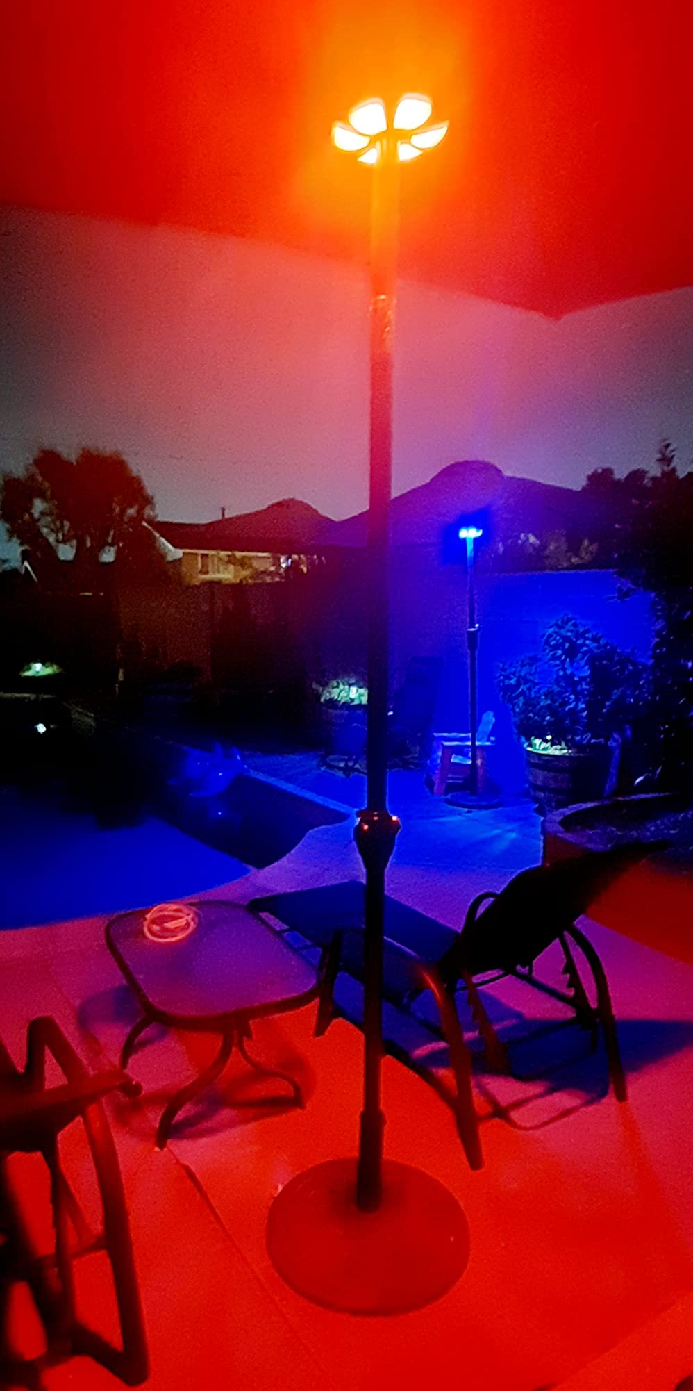 Color Umbrella Light with Remote, Outdoor/Patio Umbrella Light, Rechargeable/AA Battery, Umbrella Pole Light, 300Lumen, Stepless Dimming, for Patio Table customer photo 2