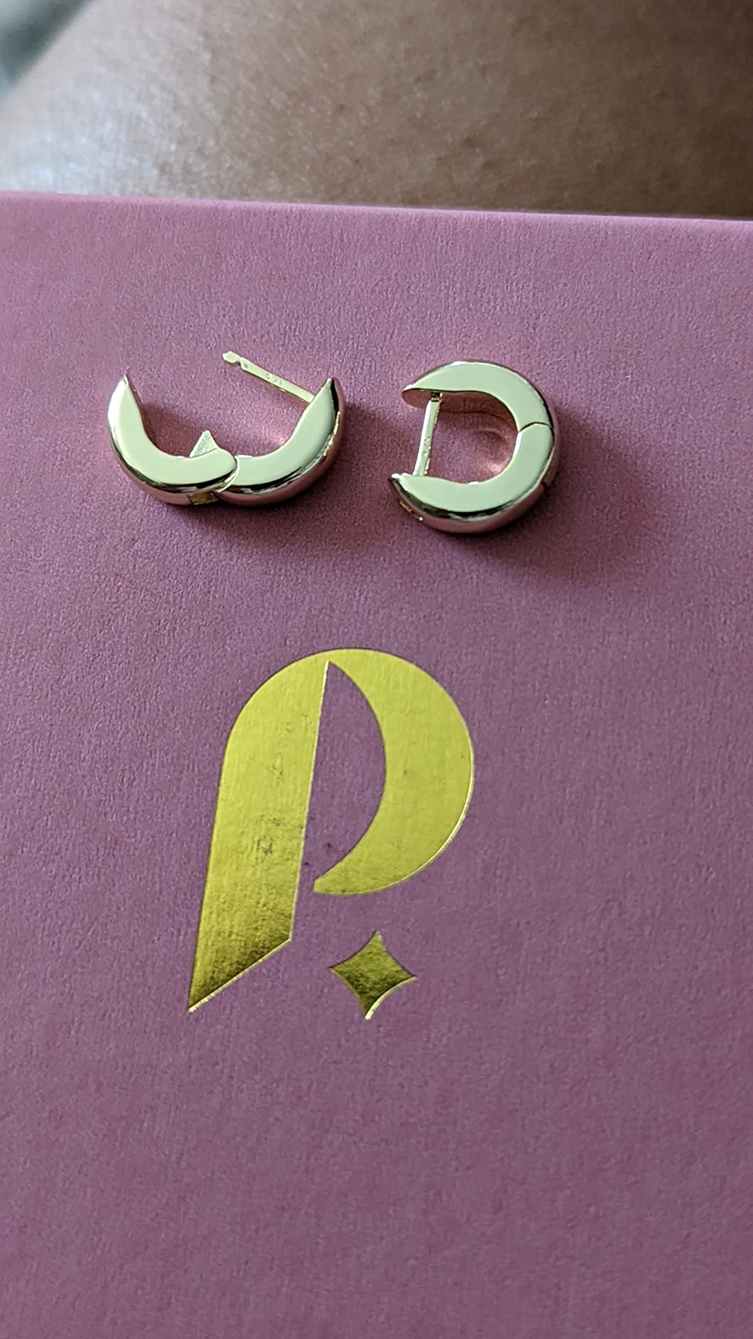 PAVOI 14K Gold Plated Chunky Huggie Earrings for Women, Small Hoop Earrings customer photo 2