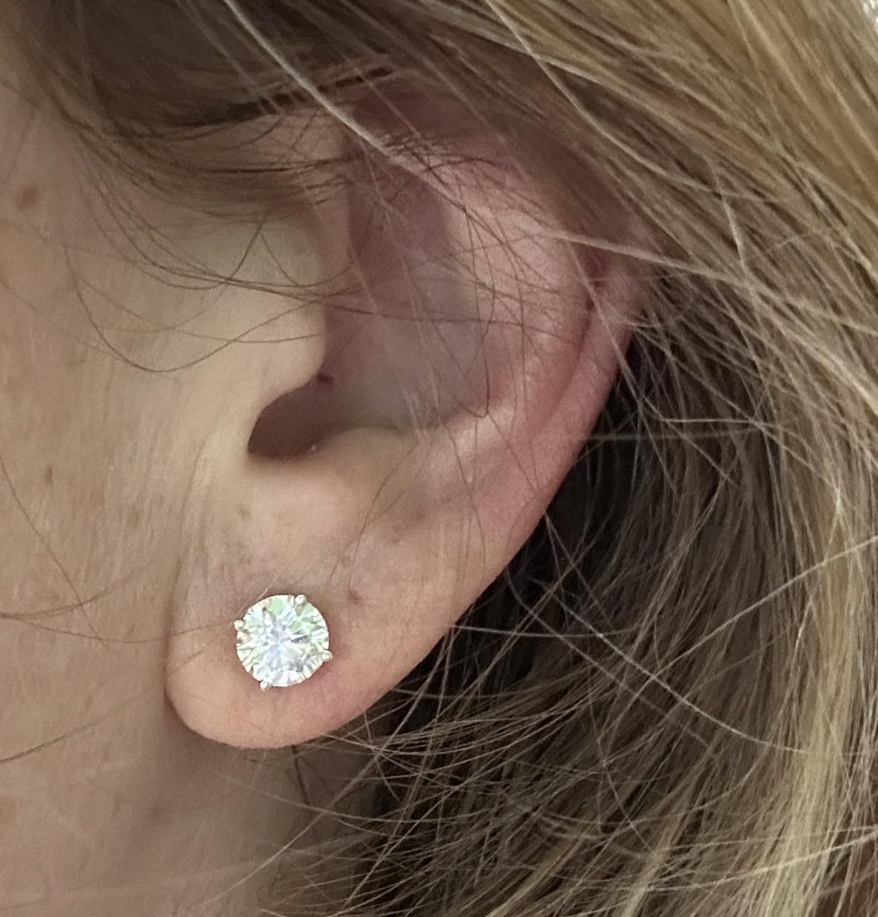 1 to 16 Carat 14K White Gold IGI Certified LAB GROWN Round Cut Diamond Stud Earrings for Women 4 Prong Screw Back for her MADE IN USA (E-F Color, VS1-VS2 Clarity) customer photo 2