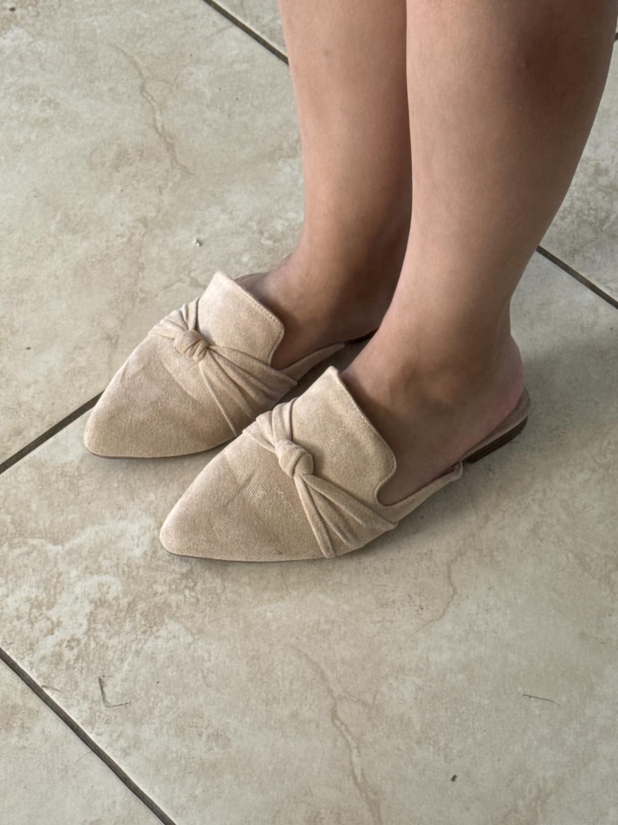 MUSSHOE Mules for Women with Bow Knot: Pointed Toe Flats - Cloud-Cushion Suede Backless Loafers for Office & Casual Wear - Wide-Fit Friendly Slip On Slides with Memory Foam customer photo 1