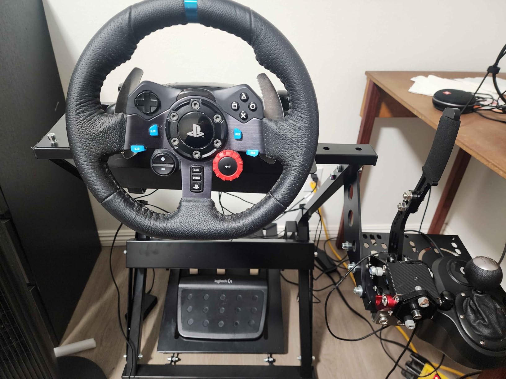Marada X Frame Steering Wheel Stand Racing Sim Cockpit with Seat Slot | Easy Foldable Fit for Logitech G25 G27 G29 G920, for Thrustmaster T300 T248, for Fanatec, No Pedal & Shifter customer photo 1