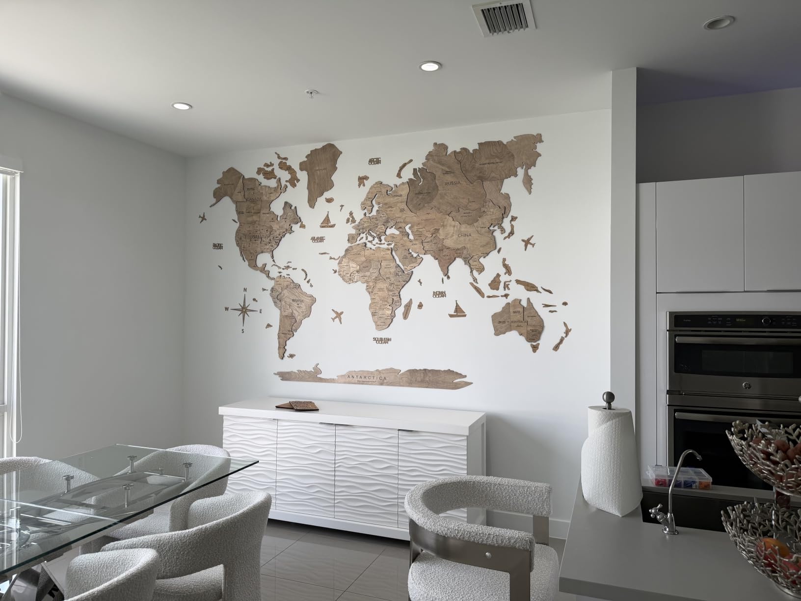 Enjoy The Wood 3D Wooden World Map Wall Art (Flags Push Pins, Pins) | Large Travel Map with Pins for Art Decor, Decorative Map of the World for Home, Office Travel Wall Art Housewarming Gift Idea customer photo 2
