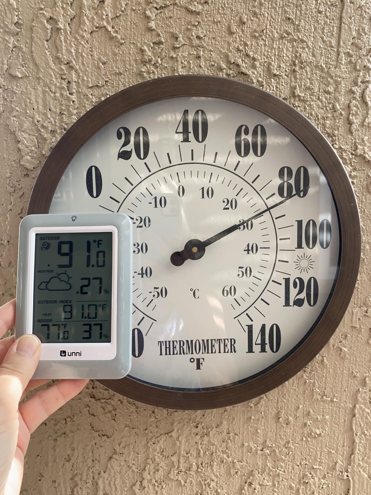 Indoor Outdoor Thermometer Hygrometer Wireless Weather Station, Temperature Humidity Monitor Battery Powered Inside Outside Thermometers with 330ft Range Remote Sensor and Backlight Display customer photo 1
