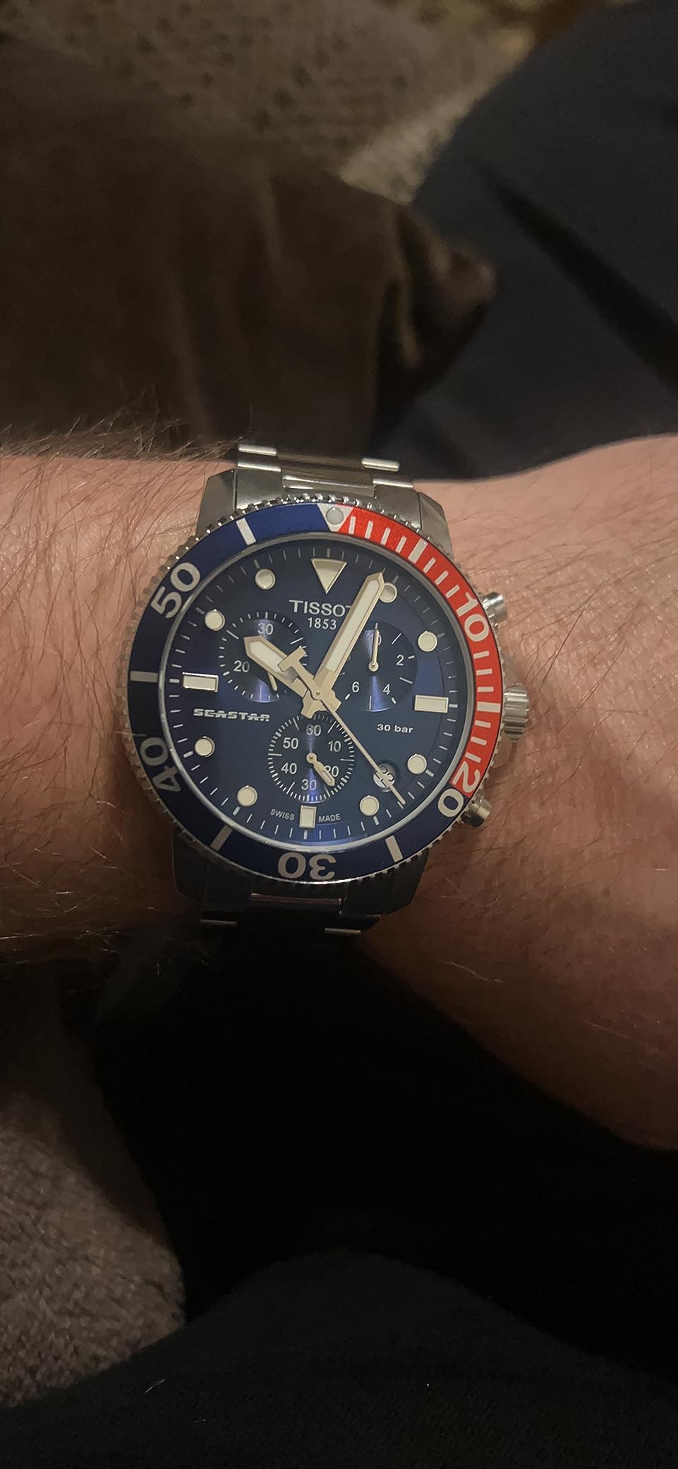 Mens Seastar 1000 Quartz Chronograph 316L Stainless Steel case Swiss Quartz Watch, Grey, Stainless Steel, 22 (T1204171104103) customer photo 1