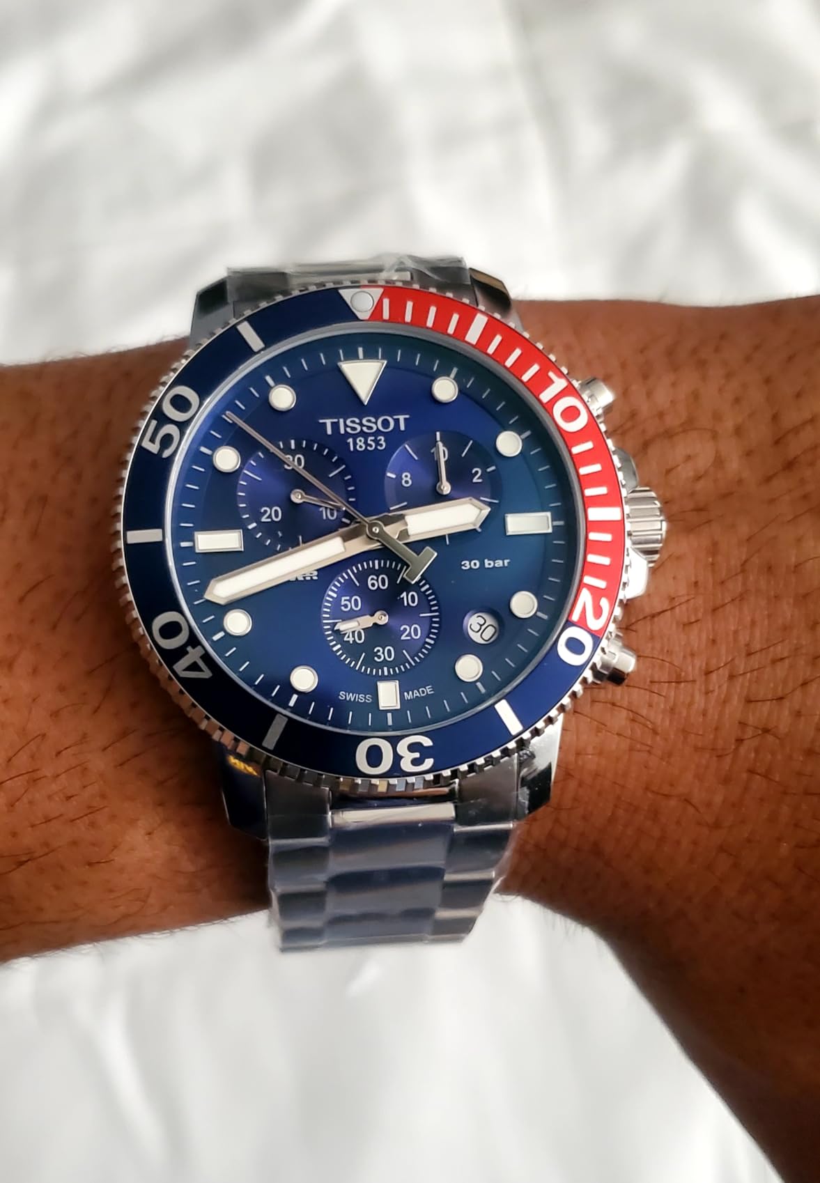 Mens Seastar 1000 Quartz Chronograph 316L Stainless Steel case Swiss Quartz Watch, Grey, Stainless Steel, 22 (T1204171104103) customer photo 2