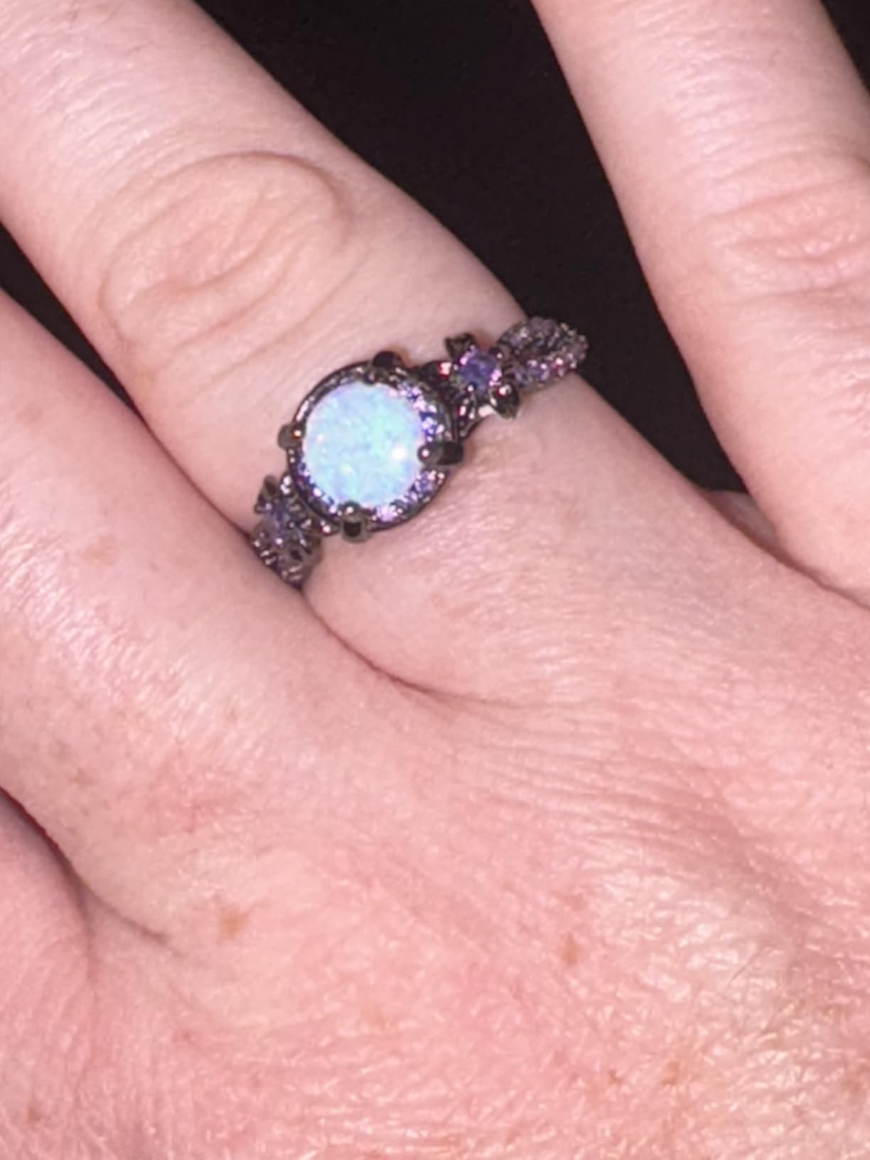 Eternity Ring for Women,18K Black Gold Plated Created Opal/Mystic Topaz/Amethyst Garnet Wedding Engagement Promise Rings Band customer photo 2