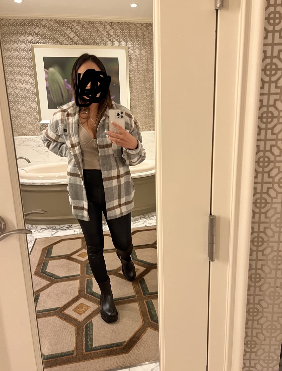 Beaully Women's Flannel Plaid Shacket Fall Button Down Shirt Jacket customer photo 1