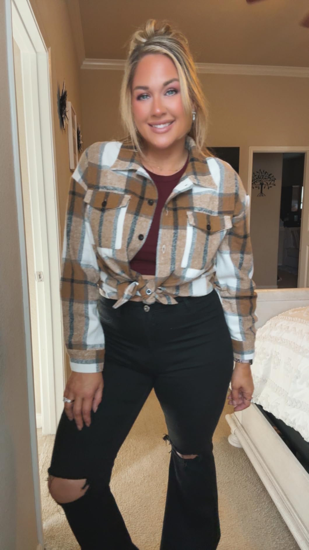 AUTOMET Shackets for Women Plaid Flannel Shirts customer photo 2