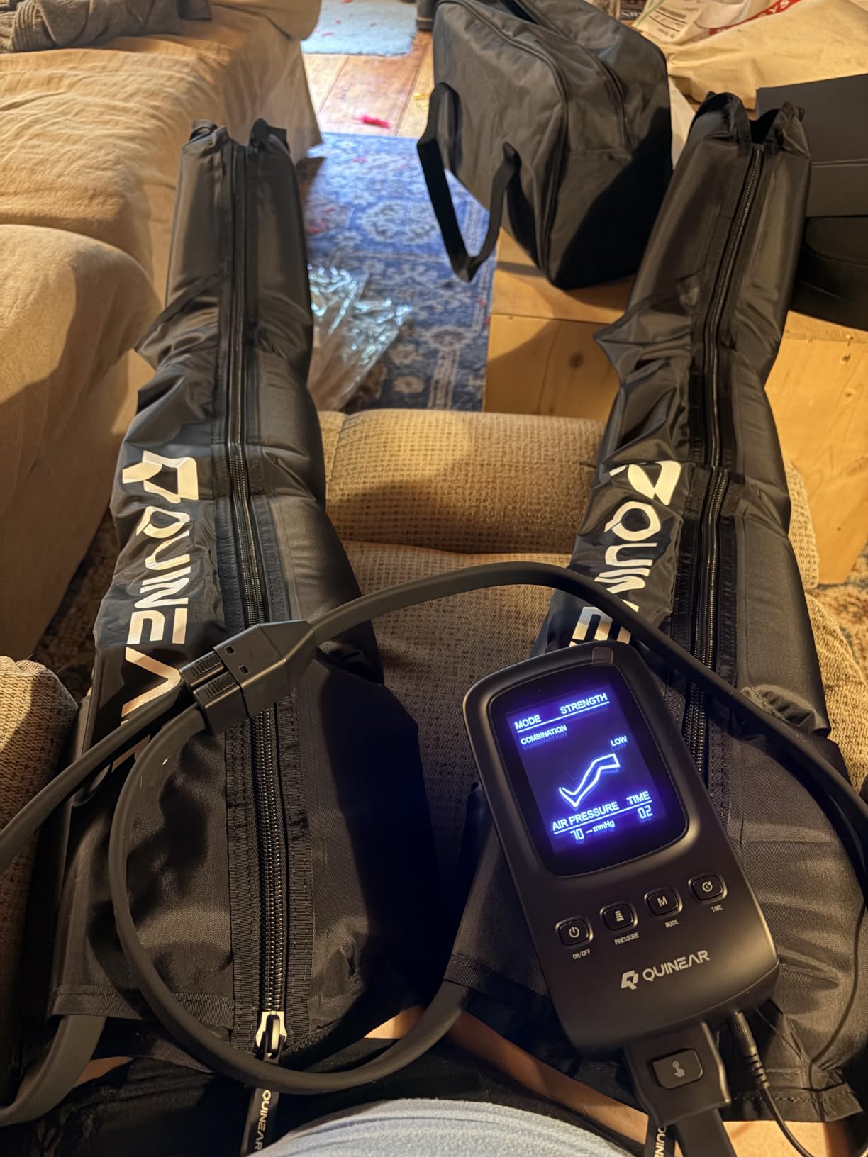 QUINEAR Leg Recovery Compression System for Athlete Post Workout, Professional Sequential Device for Massage Therapy, Foot and Leg Recovery Boots, Improve Circulation Reduce Muscle Soreness customer photo 1