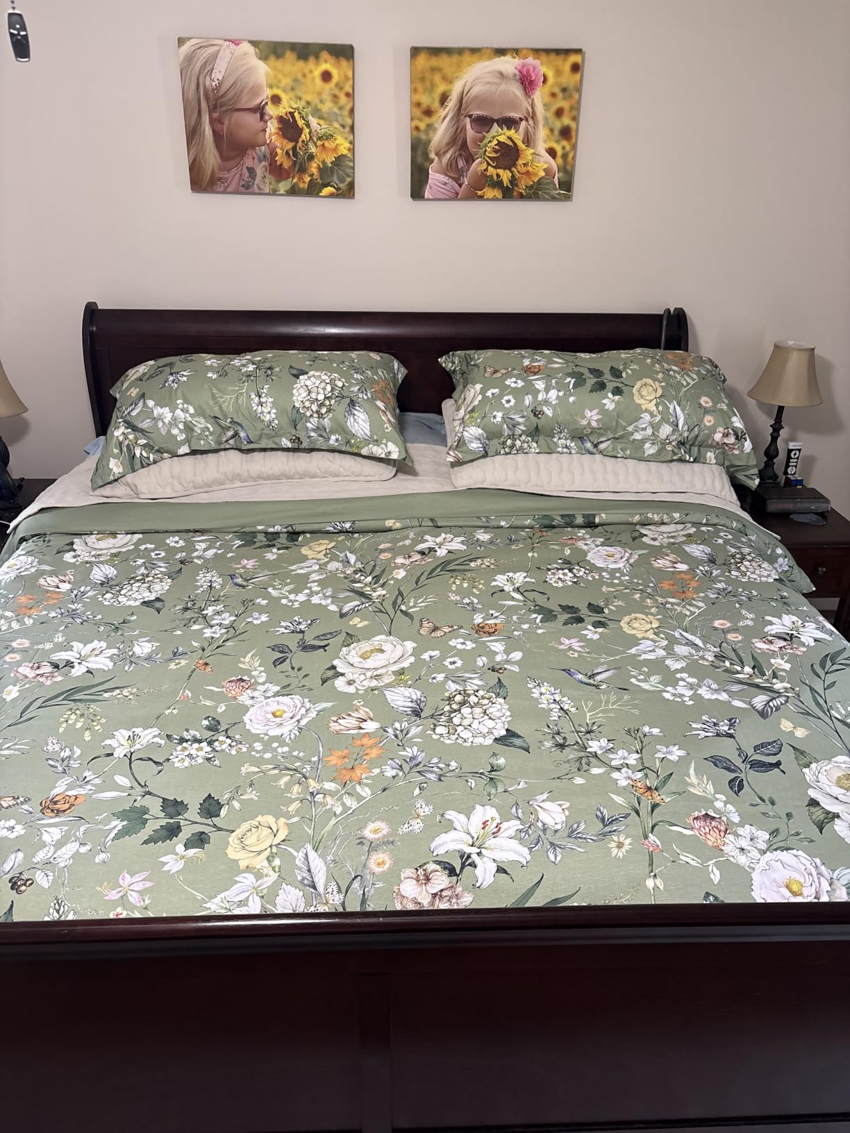 Bedsure Duvet Cover King Size - Reversible Floral Duvet Cover Set with Zipper Closure, 3 Pieces Grey Bedding Set with 8 Corner Ties and 2 Pillowcases 20