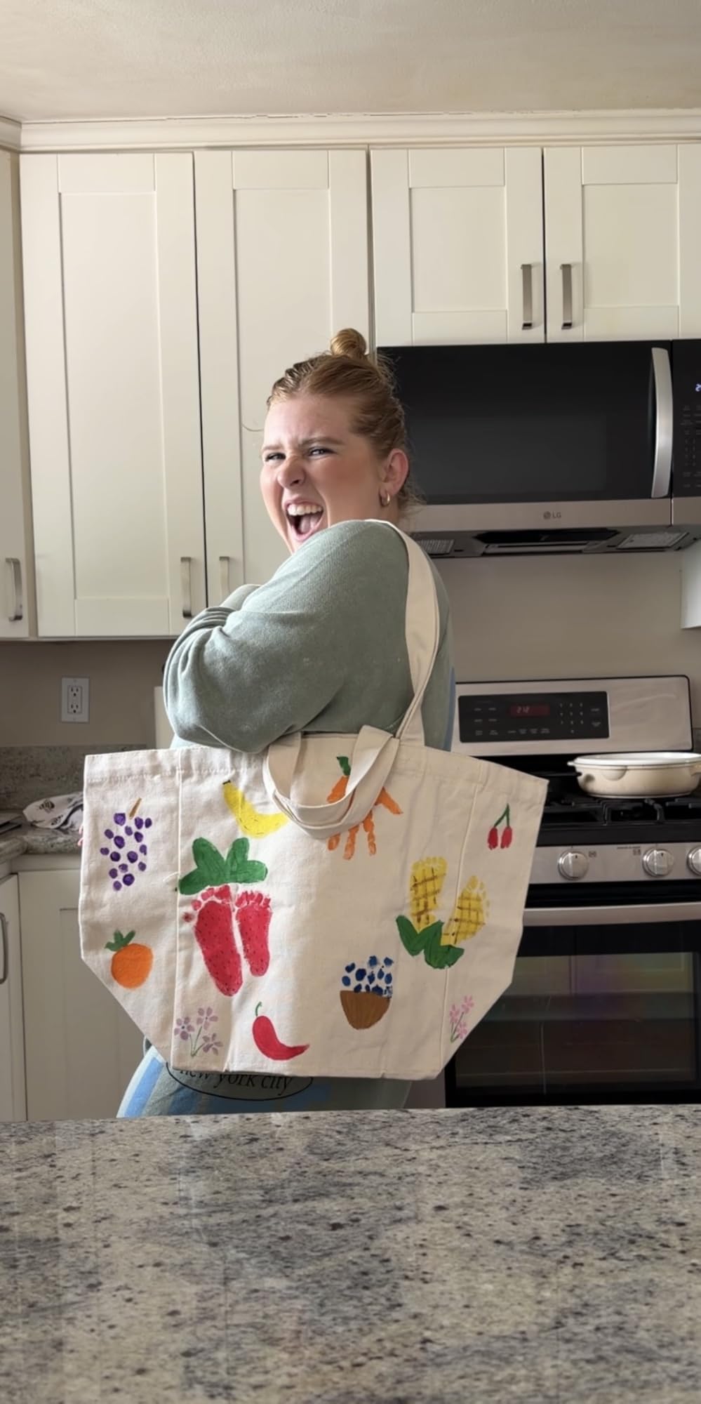 VeraMia Canvas Grocery Bag 3pc XL Set with Real Pockets, Long Shoulder Strap and Short Handle customer photo 2
