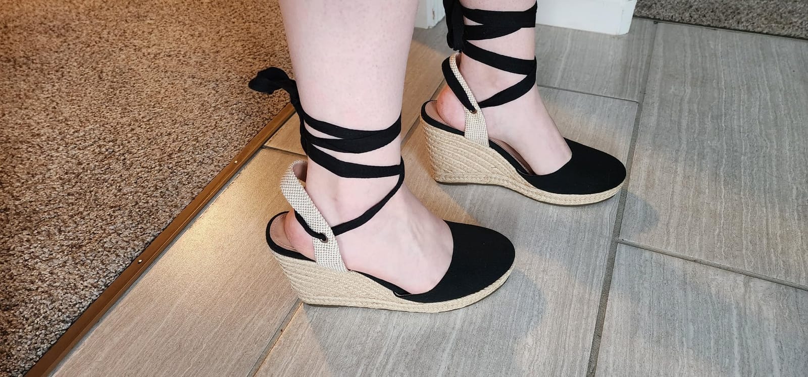 Ermonn Womens Espadrilles Wedge Sandals Platform Closed Toe Ankle Strap Lace Up Summer Shoes customer photo 2
