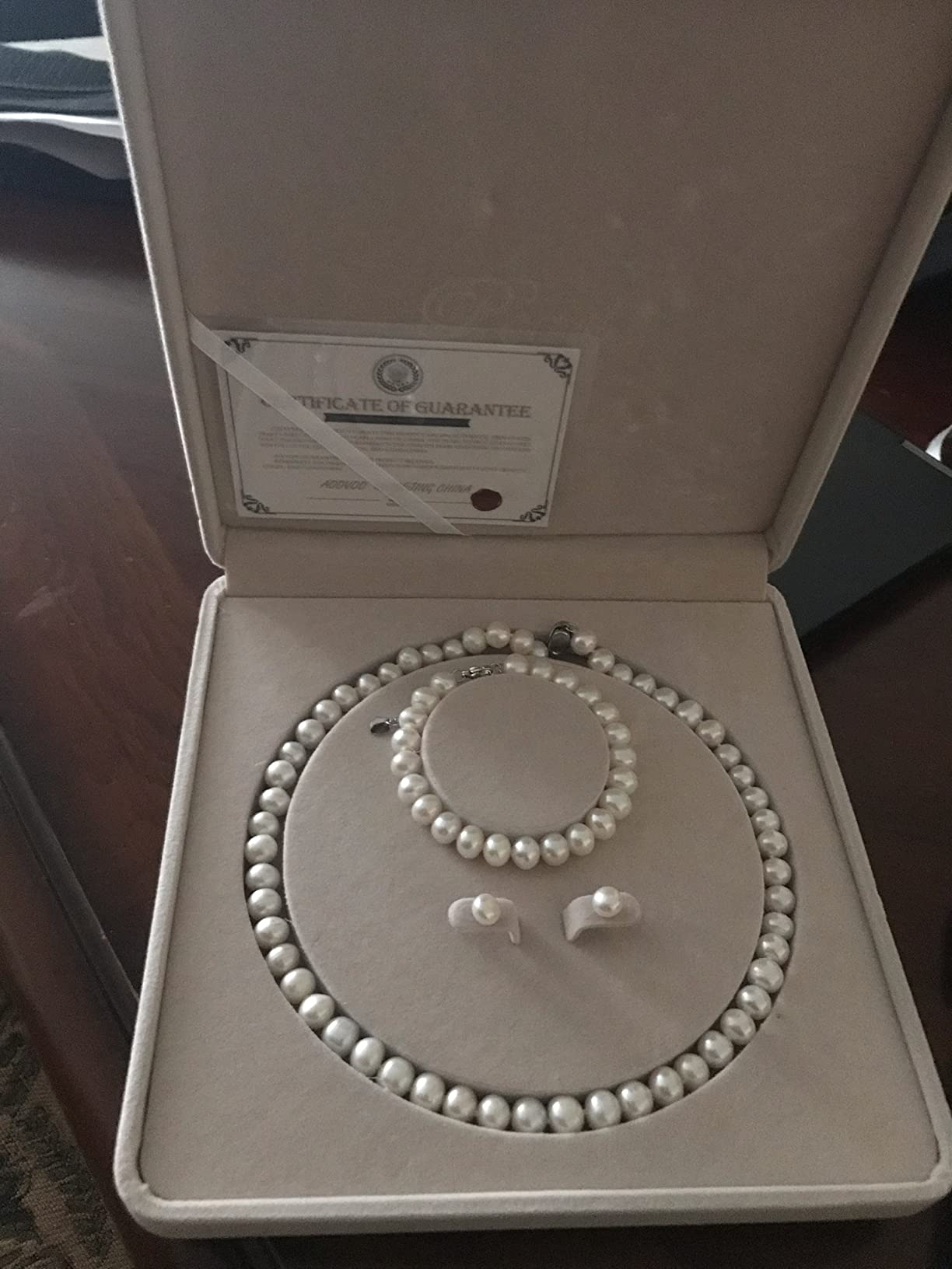 AOOVOO Freshwater Cultured Pearl Necklace Set - Real Pearl Necklace Set Includes Stunning Bracelet and Stud Earrings Jewelry Set for Women customer photo 2