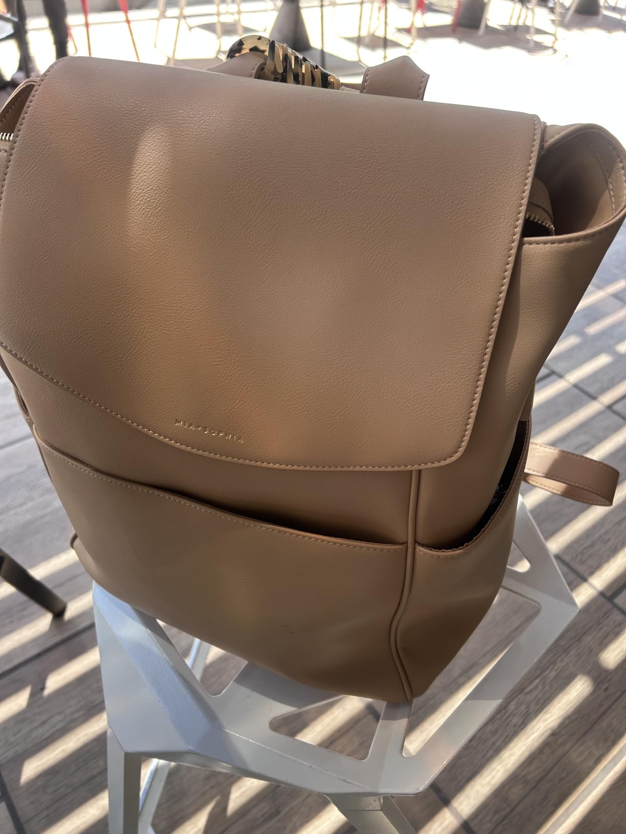 MIA + SOPHIA Leather Diaper Bag Backpack with USB Charging port, Changing Pad, Stroller Straps (Brown Olivia) customer photo 1