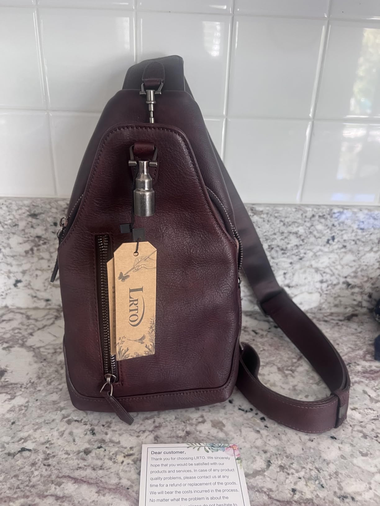 Genuine Leather Sling Bag for Men and Women Real Leather Shoulder Crossbody Bag Chest Bag Sling Backpack Purse customer photo 2
