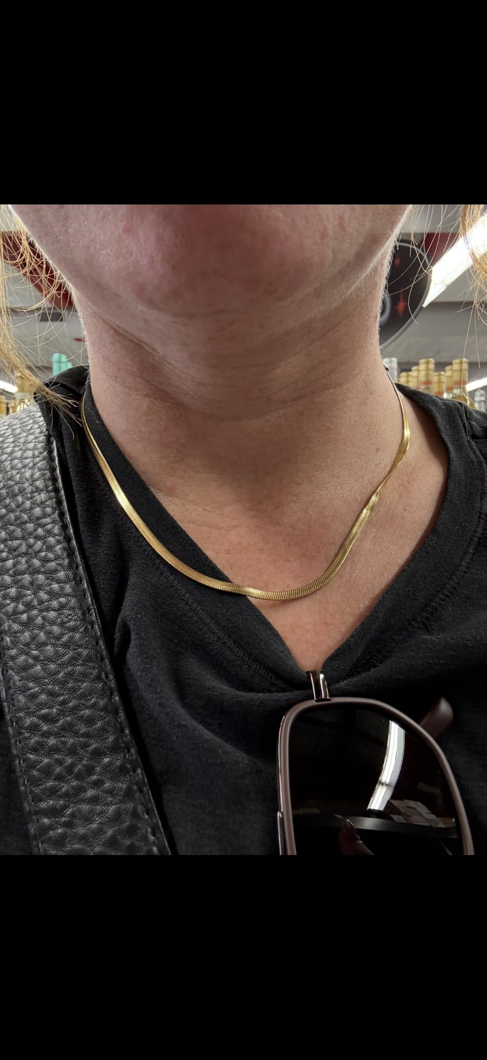 Hey Harper Nassau Necklace - Waterproof & Sweatproof Simple Womens Necklaces for Everyday Wear - Silver, Rose Gold, Gold Necklaces for Women - Stainless Steel Necklace - Herringbone Chain with 14k Golden Color PVD Coating - Necklaces for Women Trendy customer photo 2