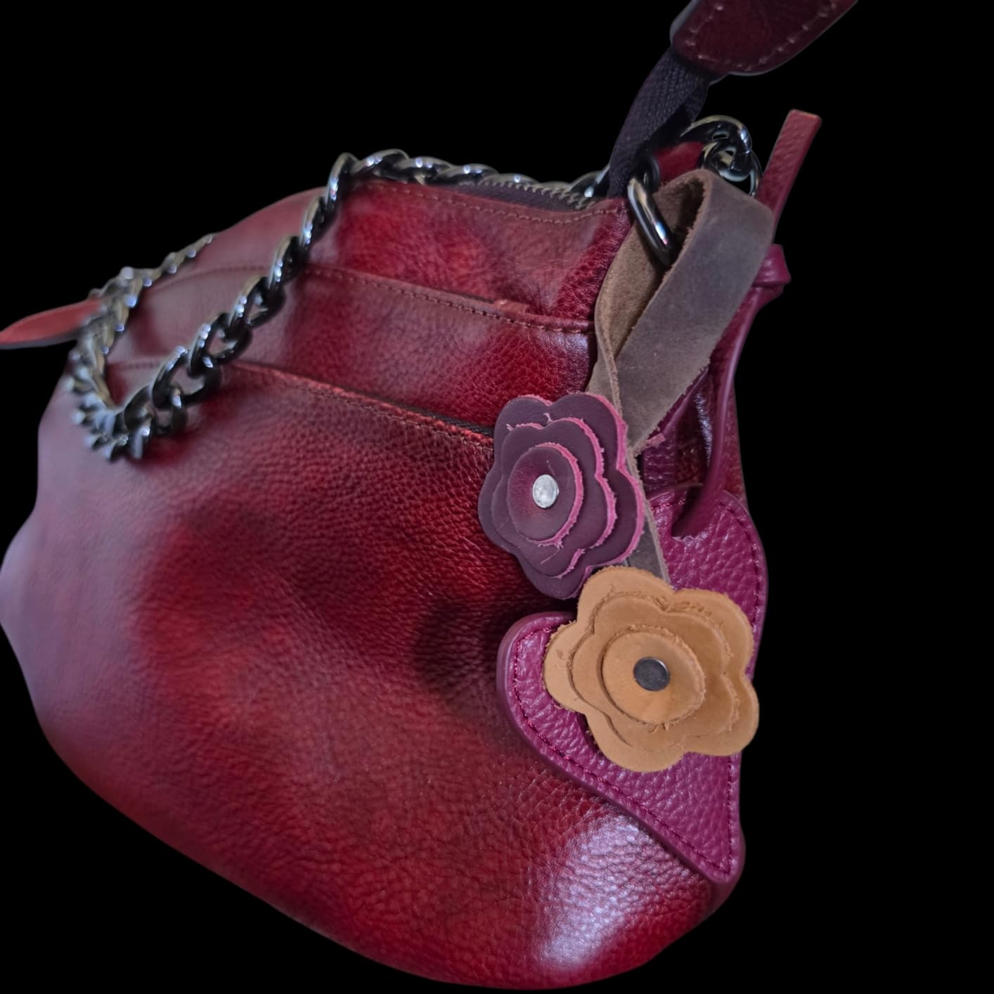HESHE Leather Crossbody Bags for Women Vintage Shoulder Handbag for Travel | Multi Pockets,Adjustable Straps,Retro Cross body Bag Designer Medium Handbag Ladies Casual Hobo Satchel Purse for Daily Use customer photo 1