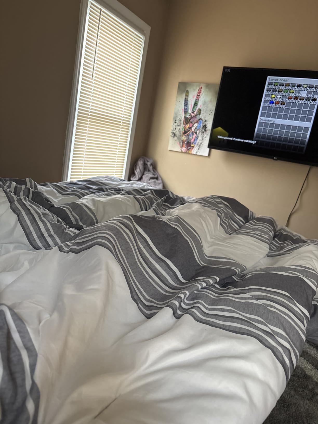 Bedsure Queen Comforter Set, Blue Striped Bedding Set, 7 Piece | Bed in a Bag, Bedding Sets, Comforter, Bedroom, Plaid, Nautical, Cationic Dyeing, Silky Brushed, Whisper-Quiet, OEKO customer photo 2