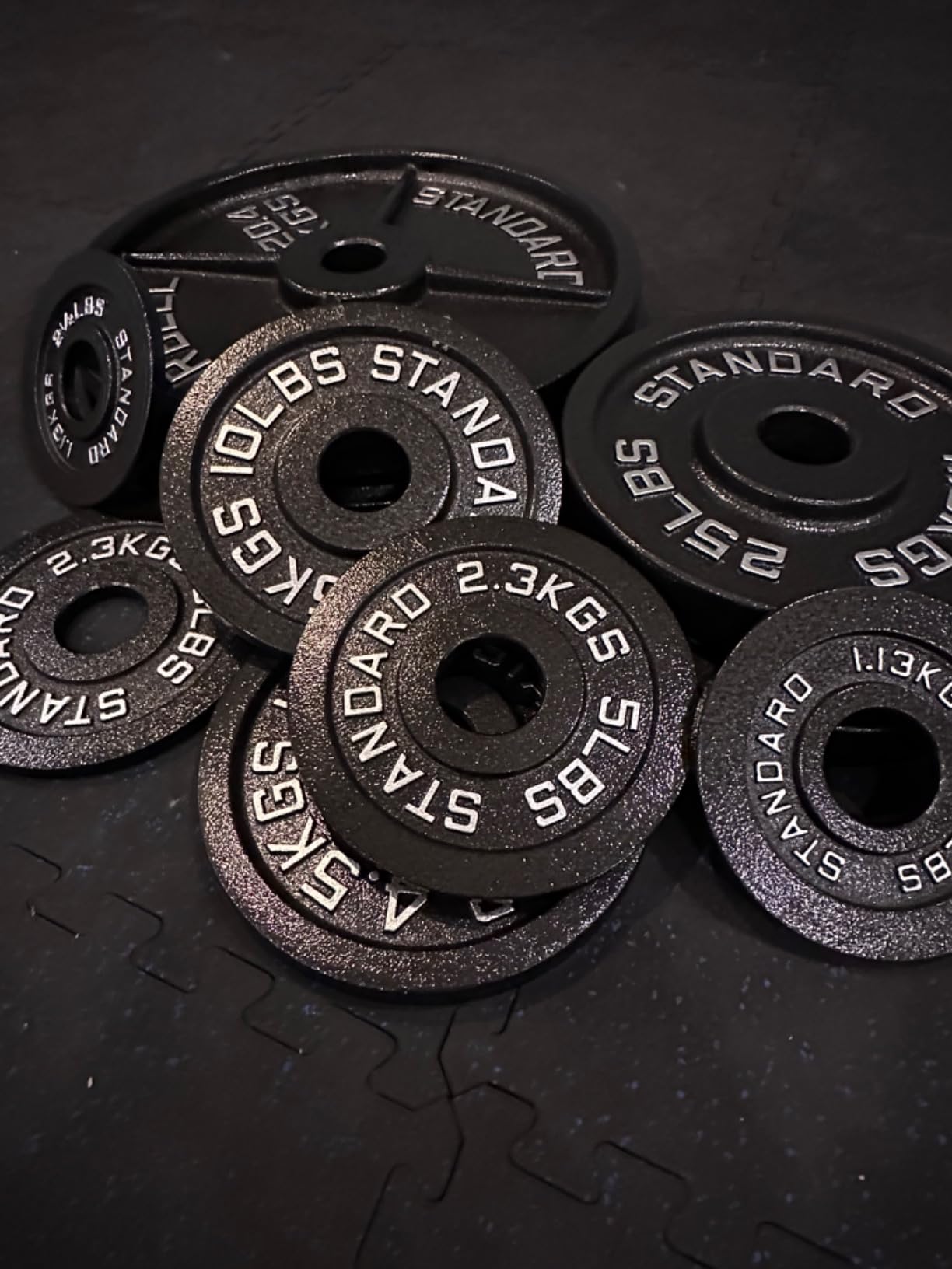 Steel Olympic Plates 175LB Set - 2 inch Olympic Hammertone Coated 2x 2.5lb, 5lb, 10lb, 25lb, & 45lb for Weight Lifting Training customer photo 2
