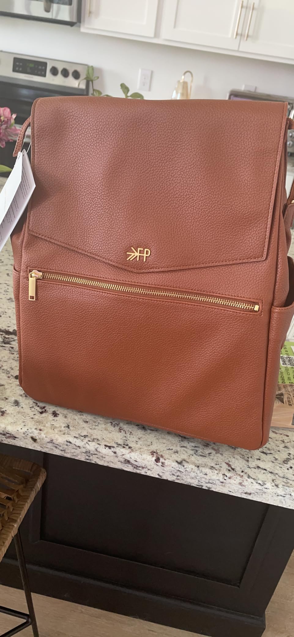 Freshly Picked Classic Diaper Bag II Backpack - Premium Vegan Leather, Large Capacity Baby Bag with Changing Pad, Stylish & Functional for Moms & Dads, Butterscotch customer photo 2