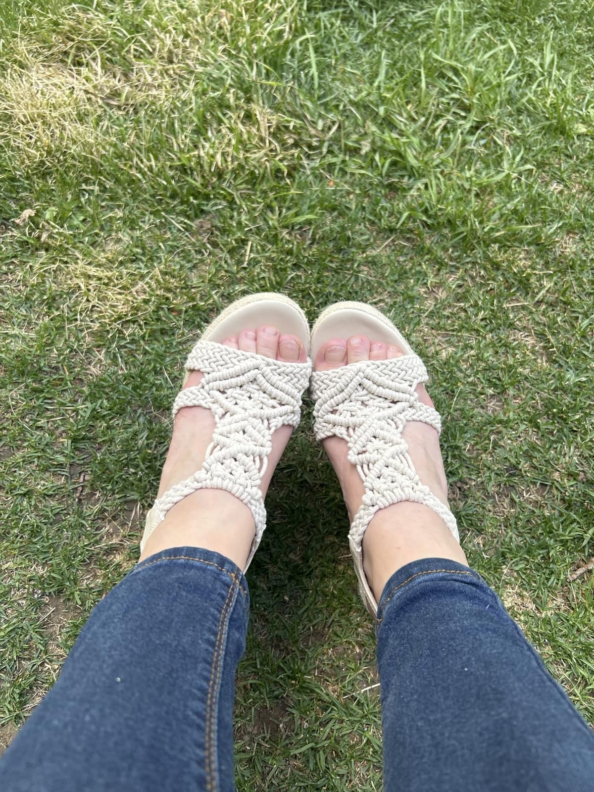 Women's Woven Espadrille Wedge Sandals Bohemian Braided Open Toe Summer Shoes with Adjustable Strap 3.9 Platform Heel for Wide Feet, Comfortable Walking customer photo 2
