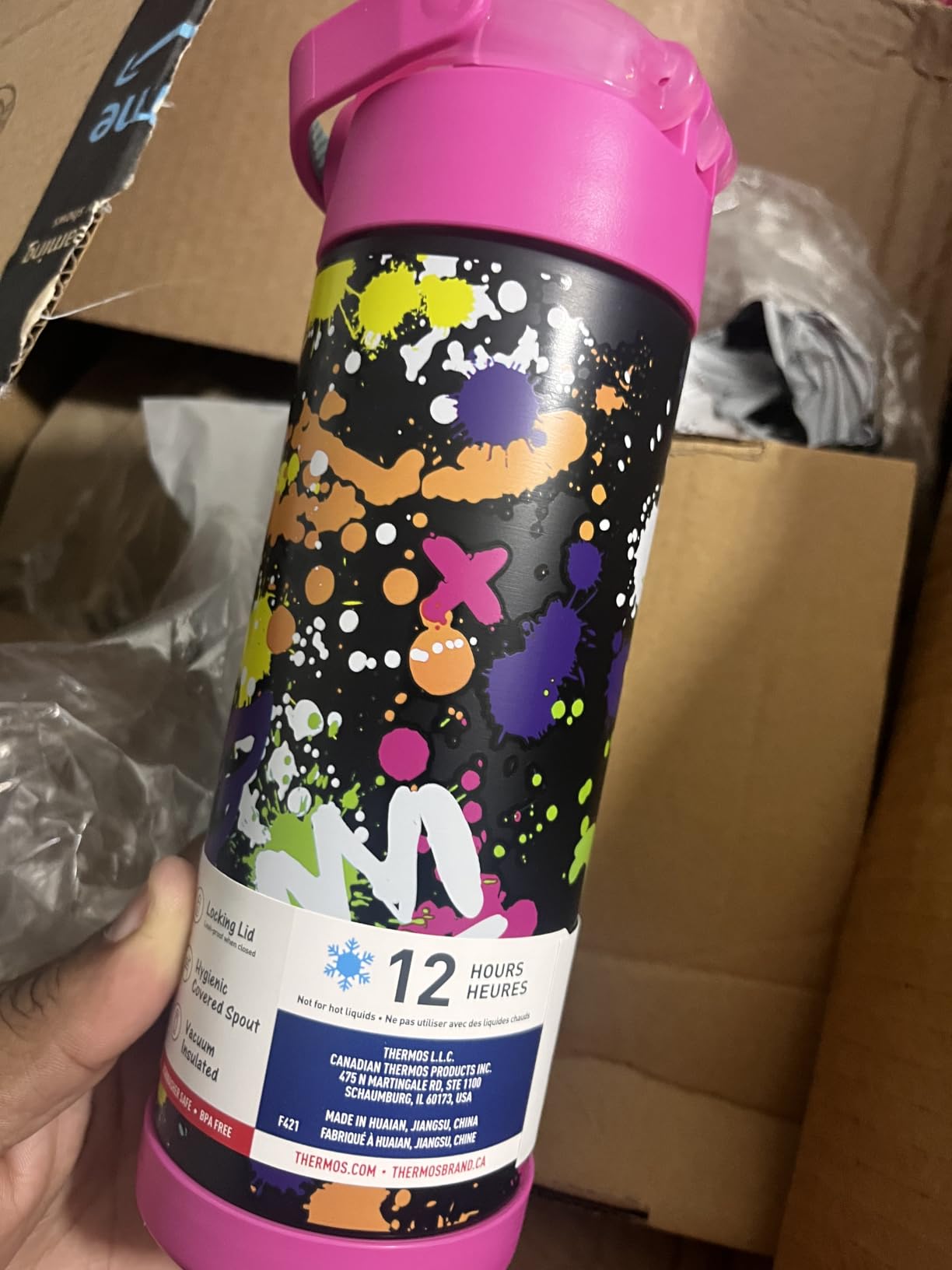 THERMOS FUNTAINER Water Bottle with Spout, 16oz, Navy customer photo 1