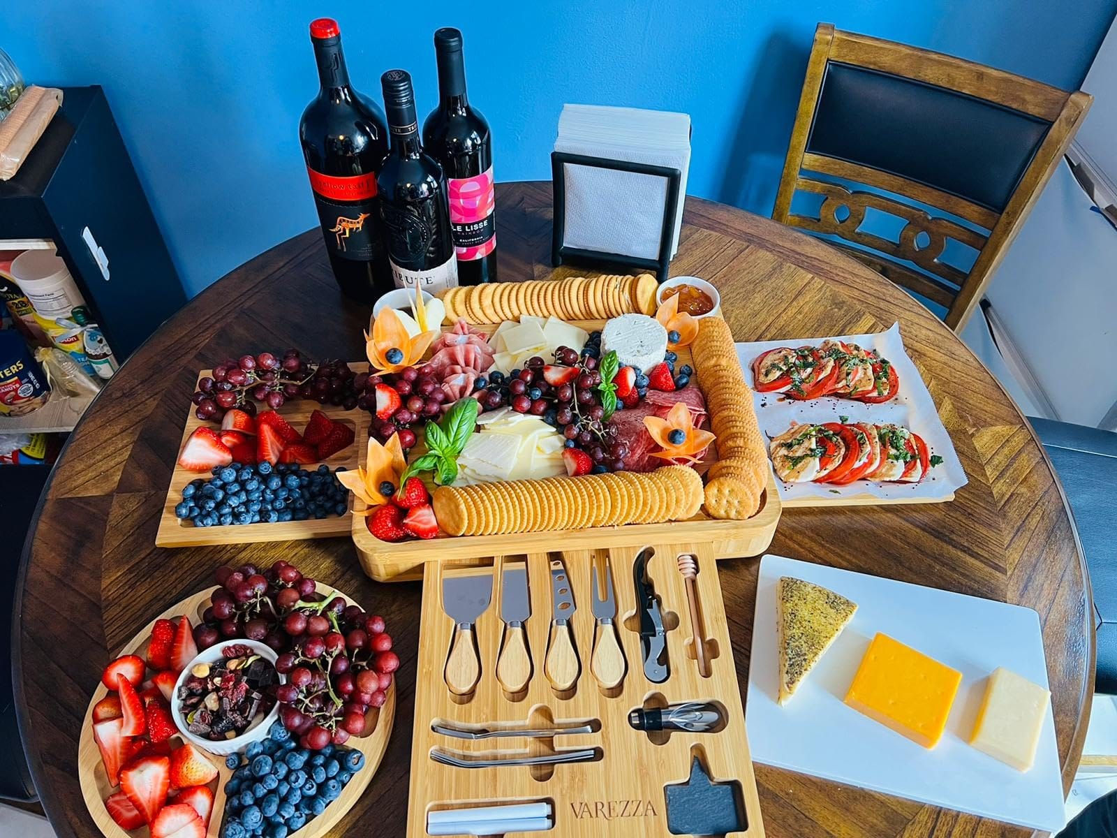 Extra Large Charcuterie Boards Gift Set: Marble Bamboo Cheese Board Set- Unique for Mom, 23 Entertaining Accessories, Christmas, Wedding Gifts for Couple, House Warming Gifts Home customer photo 2