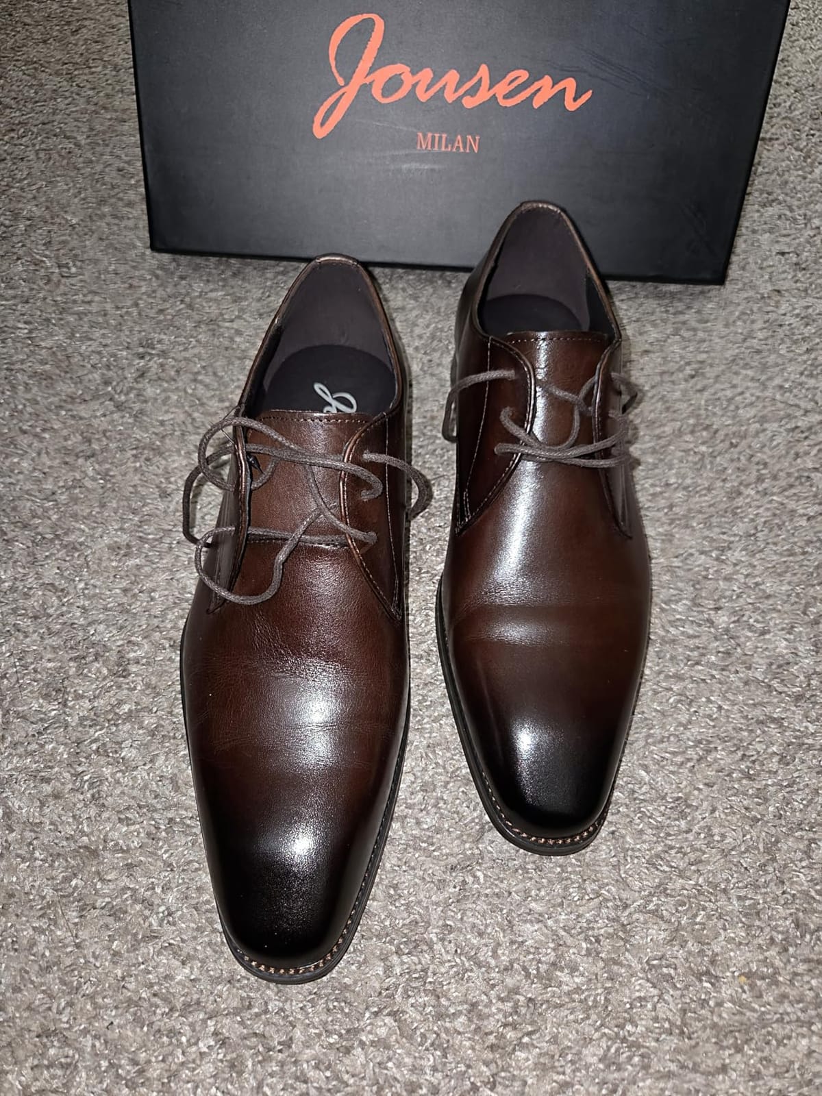 Jousen Men's Dress Shoes Leather Wingtip Oxford Shoes customer photo 2