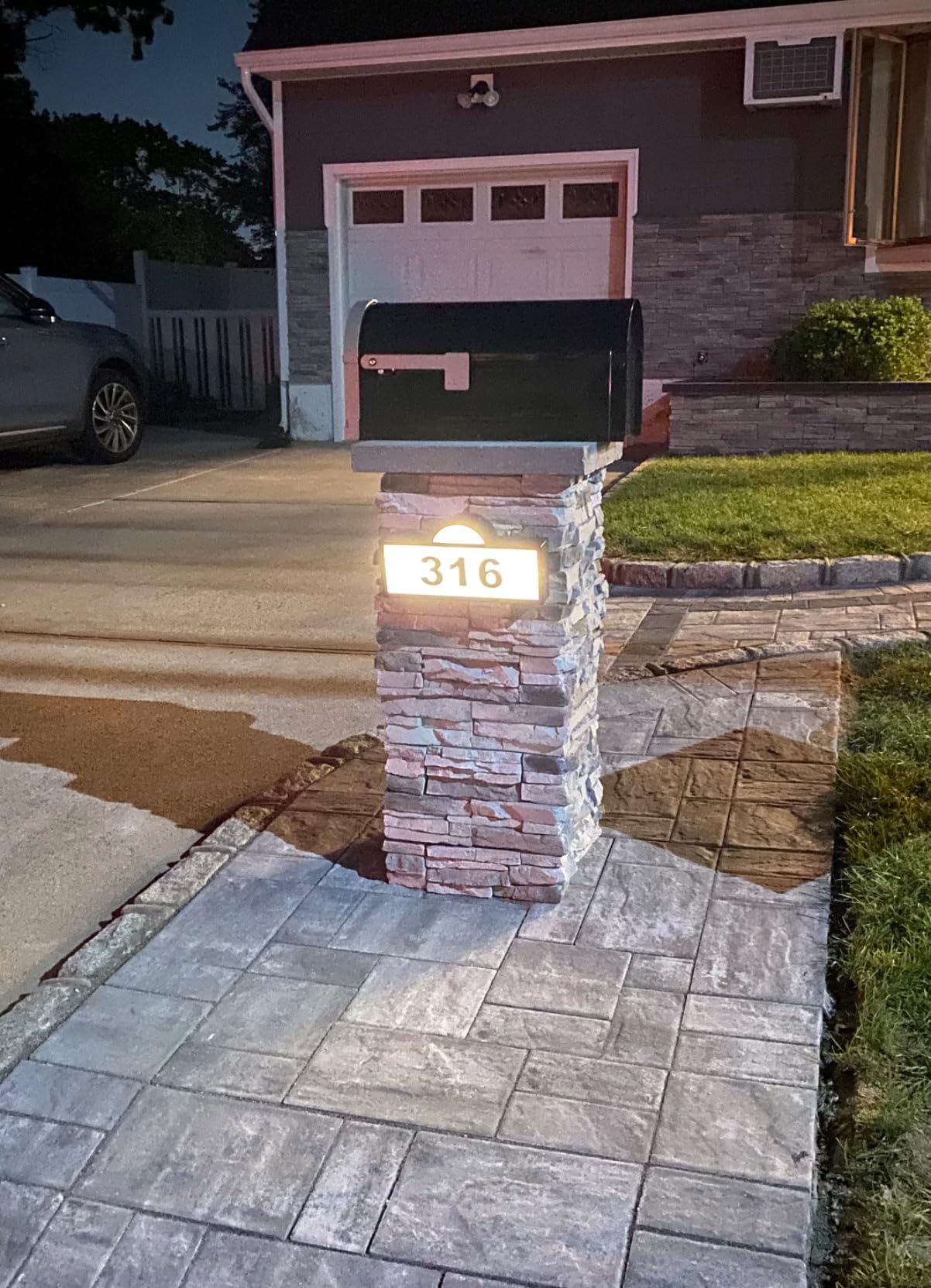 Solar House Numbers for Outside, Aqonsie Solar Powered Address Sign with Warm White & Cold White, IP65 Waterproof Solar Address Signs for Yard, LED Illuminated Plaques Wall Mounted & In Ground customer photo 2