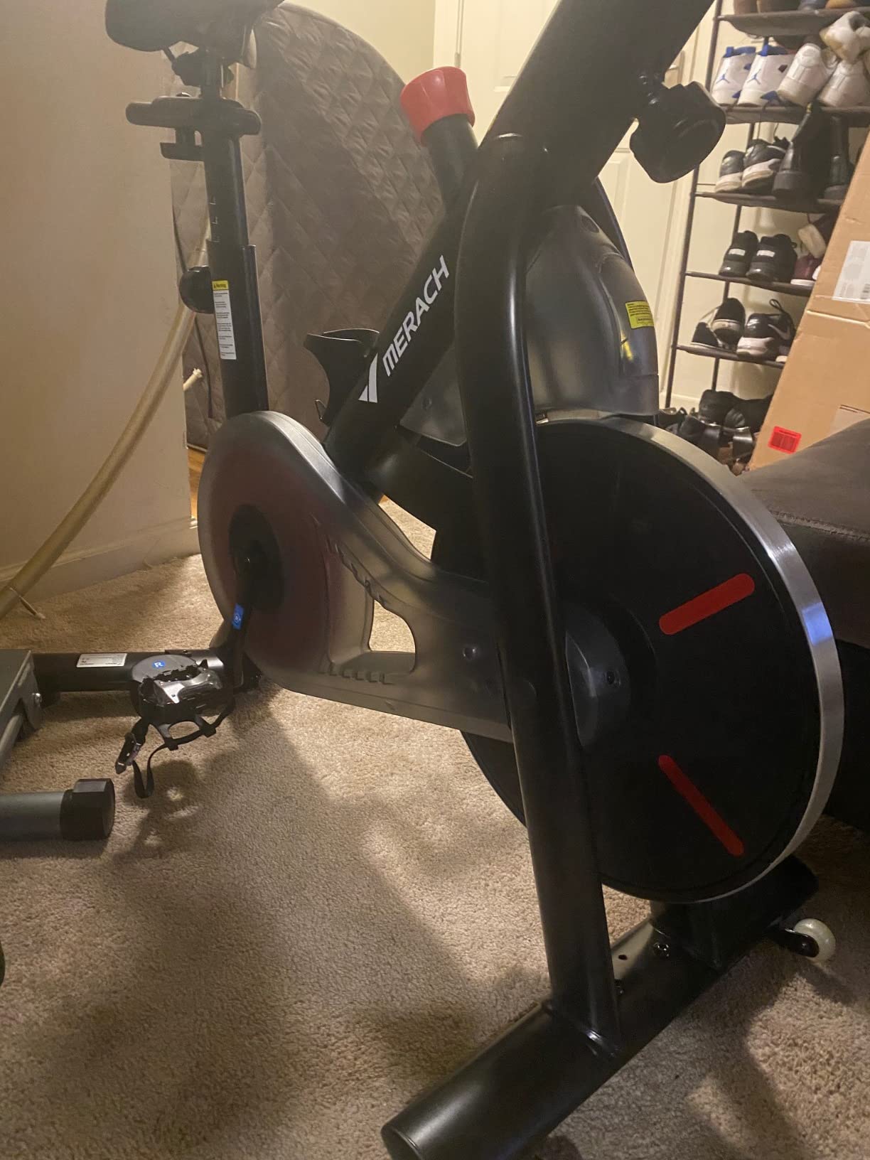 Merach Exercise Bike, Magnetic Stationary Bike with 15.6