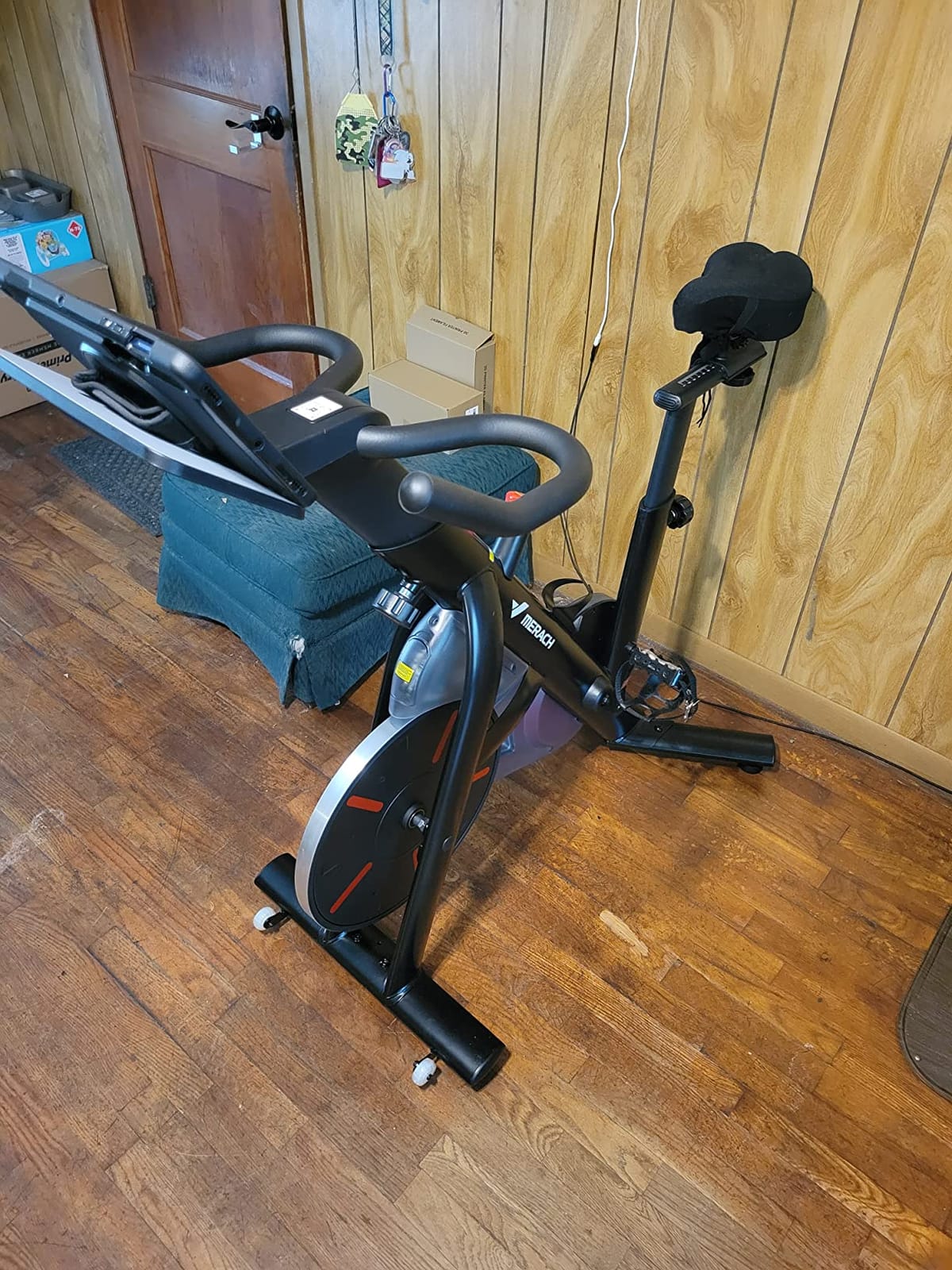 Merach Exercise Bike, Magnetic Stationary Bike with 15.6