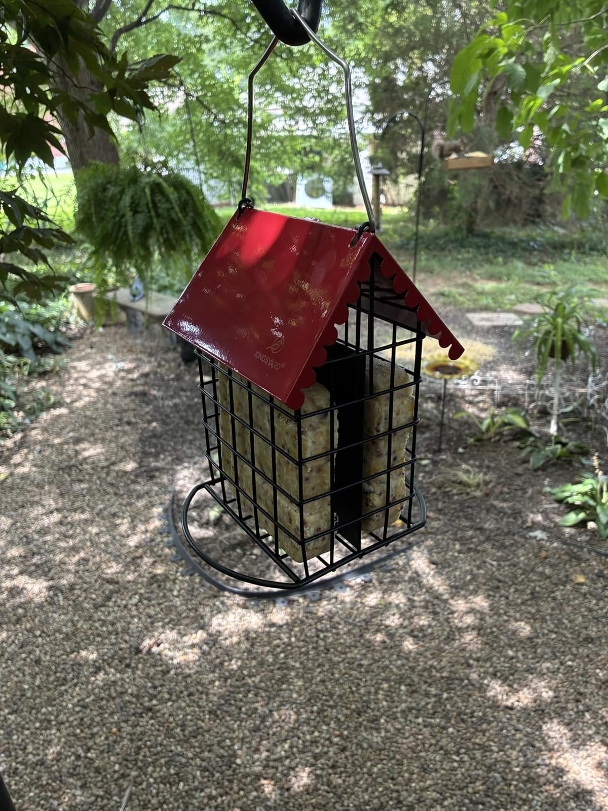 Kingsyard All Metal Double Suet Bird Feeder with Perch, Weatherproof Roof, Easy to Clean and Refill, Suet Cakes Cage Great for Woodpecker and Suet-Loving Backyard Birds, Black customer photo 1