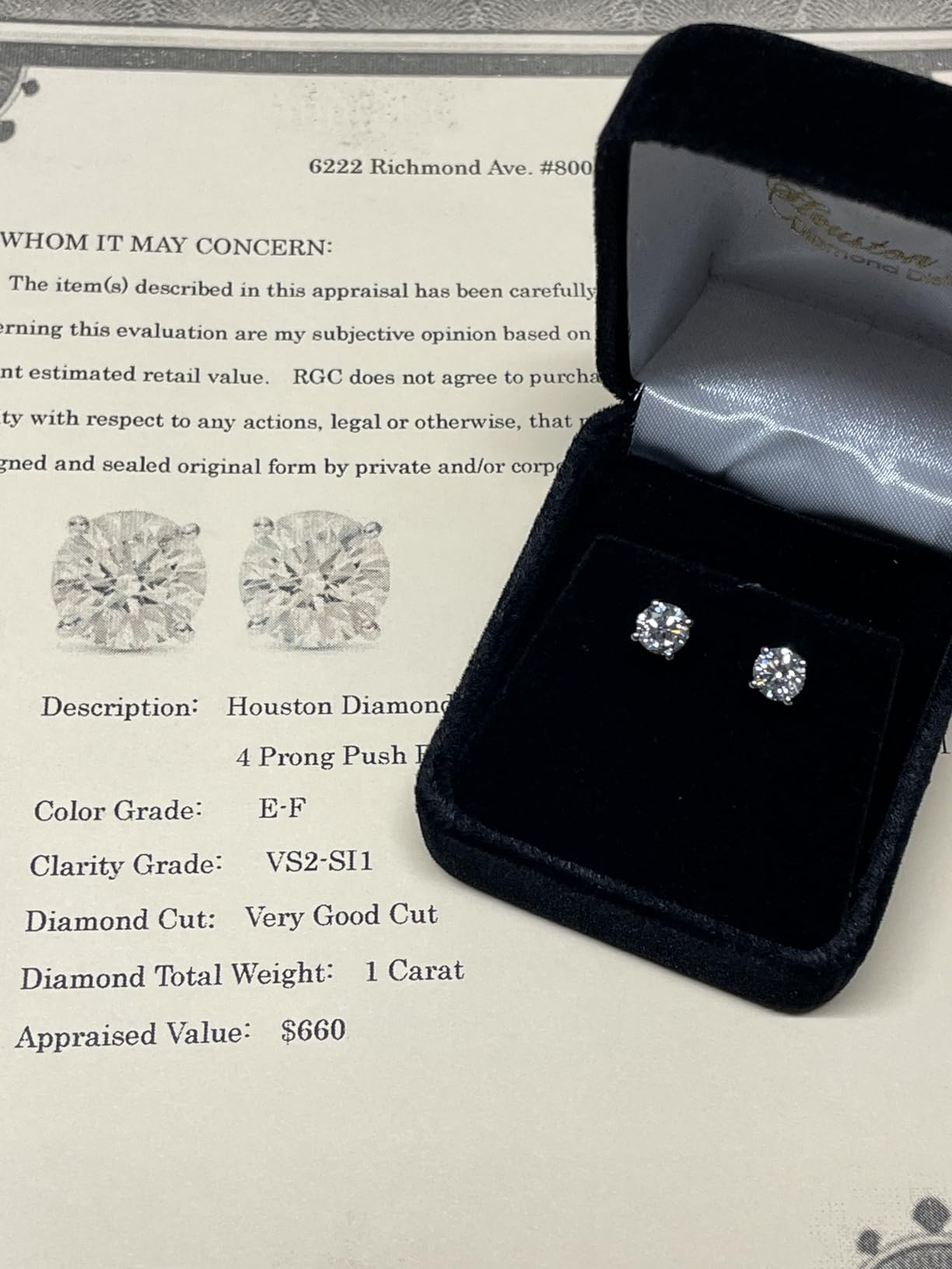 0.5 to 12 Carat Lab Grown Diamond Stud Earrings | 14K White Gold IGI Certified Round Cut Solitaire Studs for Women 4 Prong Push Back in Solid Gold E-F Color VS2-SI1 Clarity customer photo 2