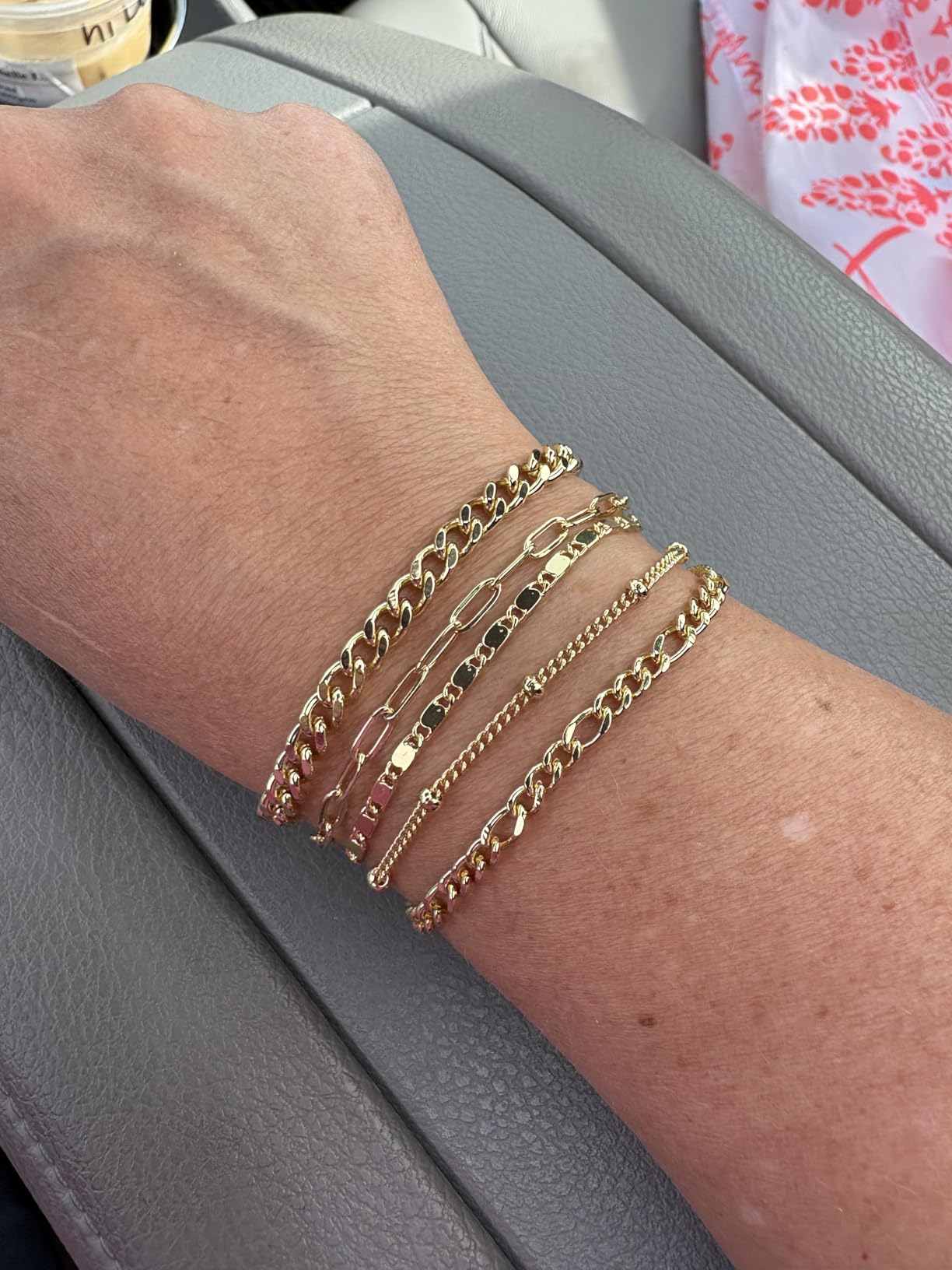 Gold Bracelets Set for Women Non Tarnish Trendy,14K Gold Plated Dainty Stackable Paperclip Cuban Link Chain Bracelets, Simple Cute Cuff Bracelets Jewelry Set Adjustable 7