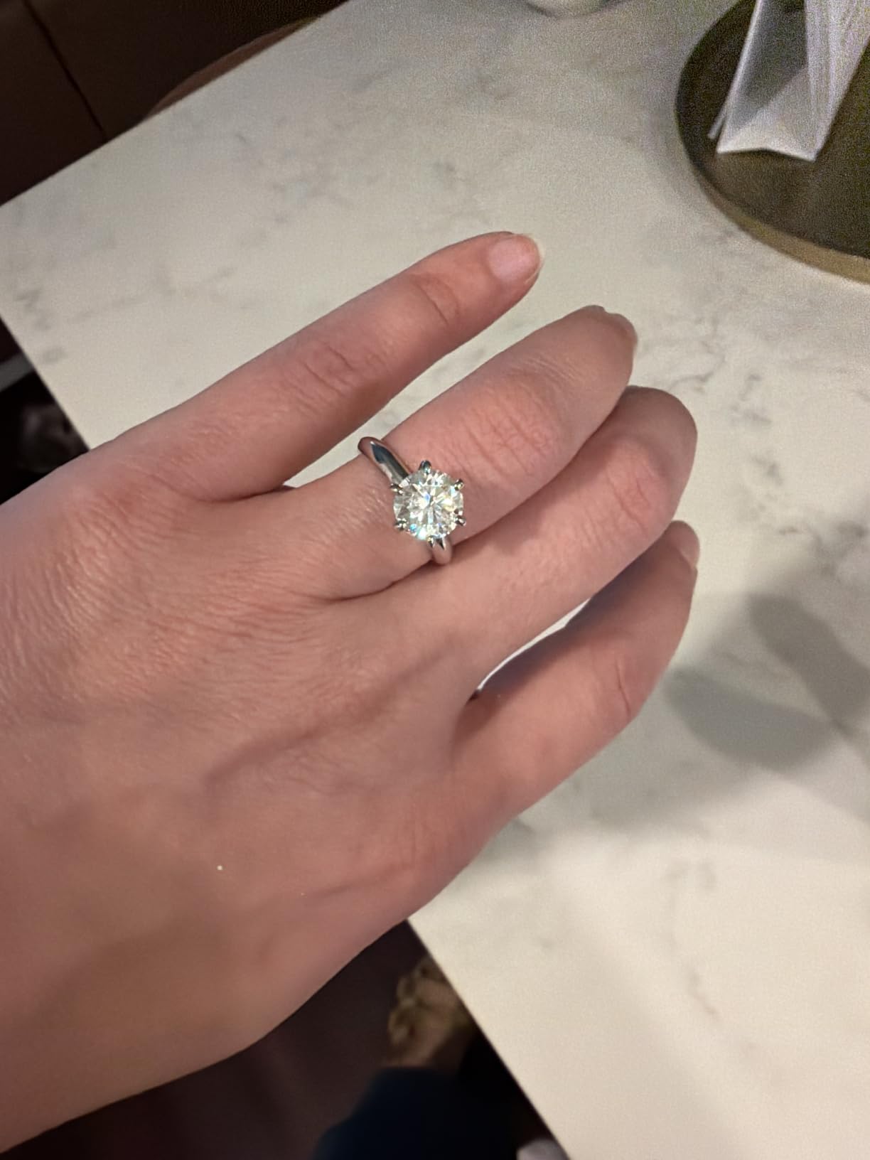 Moissanite Ring, 0.5/1/1.5/2/2.5/3CT Round Brilliant Cut Six Prong Solitaire Gold Plated 925 Sterling Silver Engagement Promise Wedding Rings for Women with Certificate customer photo 2