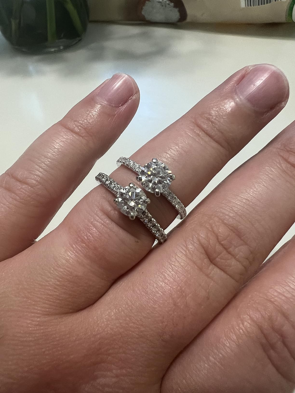 Solitaire Moissanite Engagement Ring, 1CT D Color VVS1 Clarity, 925 Sterling Silver with 18K White Gold Plated, Ideal Gift for Women customer photo 2