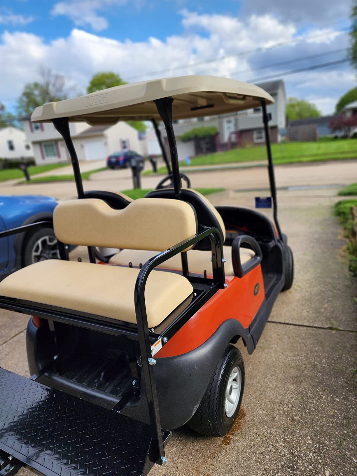 PROFX Golf Cart Rear Flip Seat Kit with Grab Bar for Club Car Precedent, Tempo, and Onward Gas & Electric Golf Carts | Black Cushions | Compatible with 2004-Up Models customer photo 1