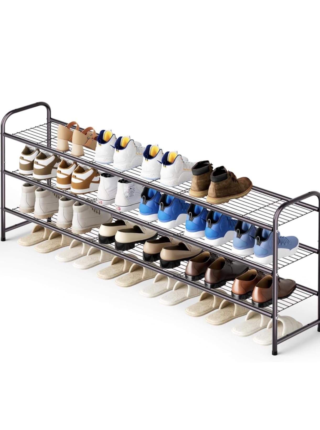 KEETDY 3-Tier Long Shoe Rack for Closet Metal Shoe Organizer for Entryway, Wide Stackable Shoe Storage Shelf with Sturdy Wire Grid, Black customer photo 1